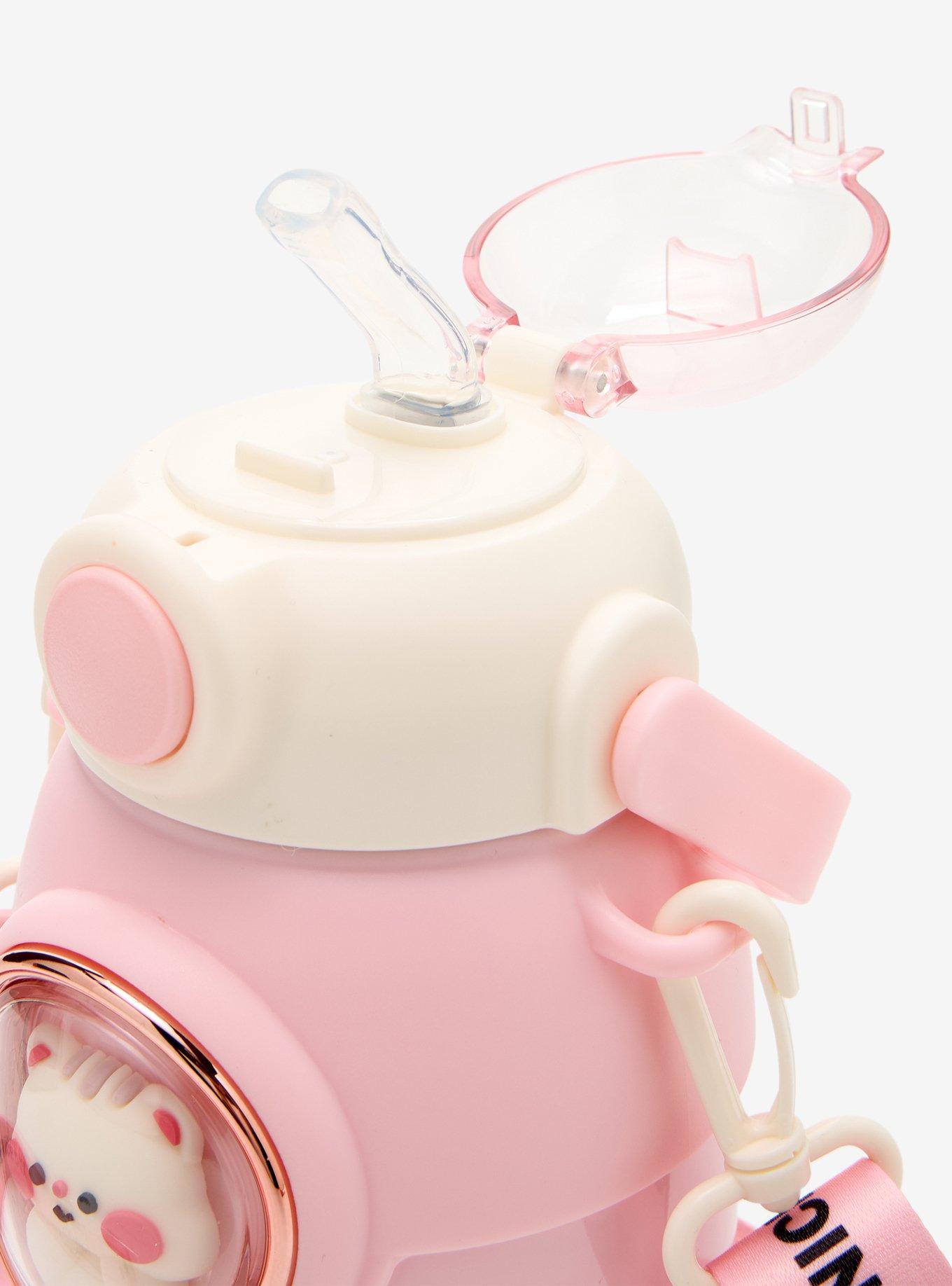 Pink Kawaii Cat Water Bottle With Strap, , alternate - view 3