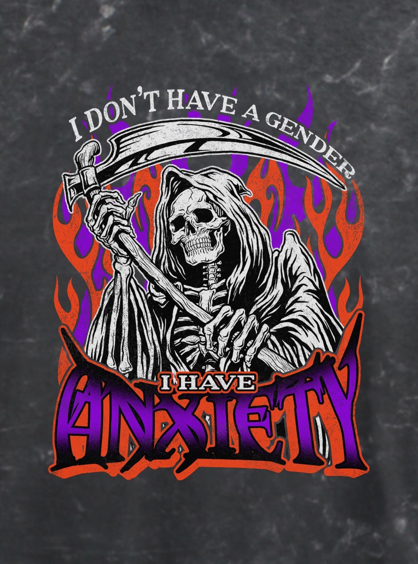 I Don't Have A Gender I Have Anxiety Girls Mineral Wash Crop T-Shirt Hot Topic Exclusive, , hi-res