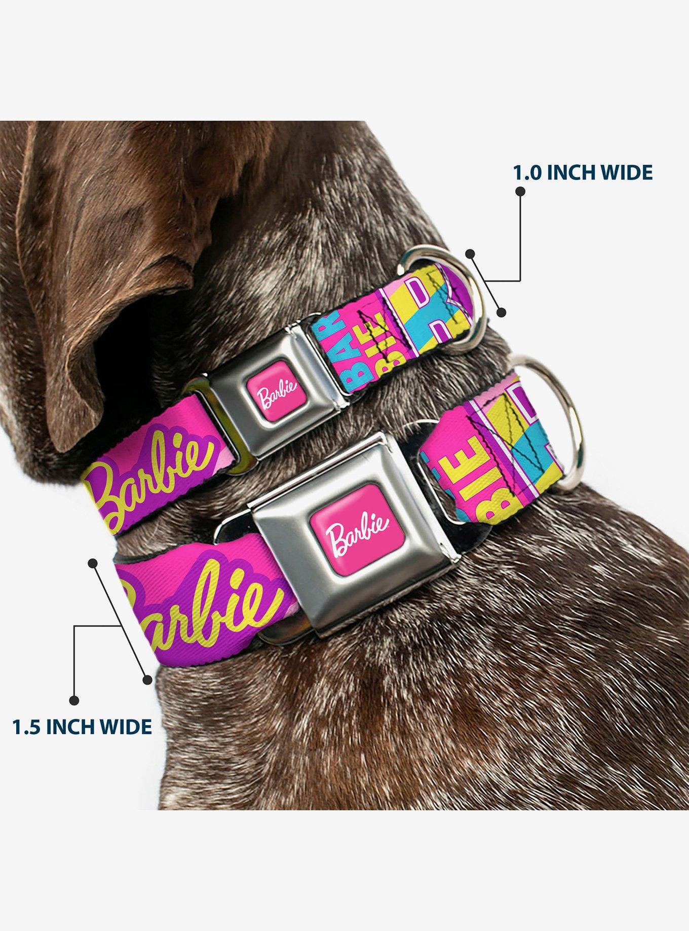 Barbie Text and Dolls Collage Multi Seatbelt Buckle Dog Collar