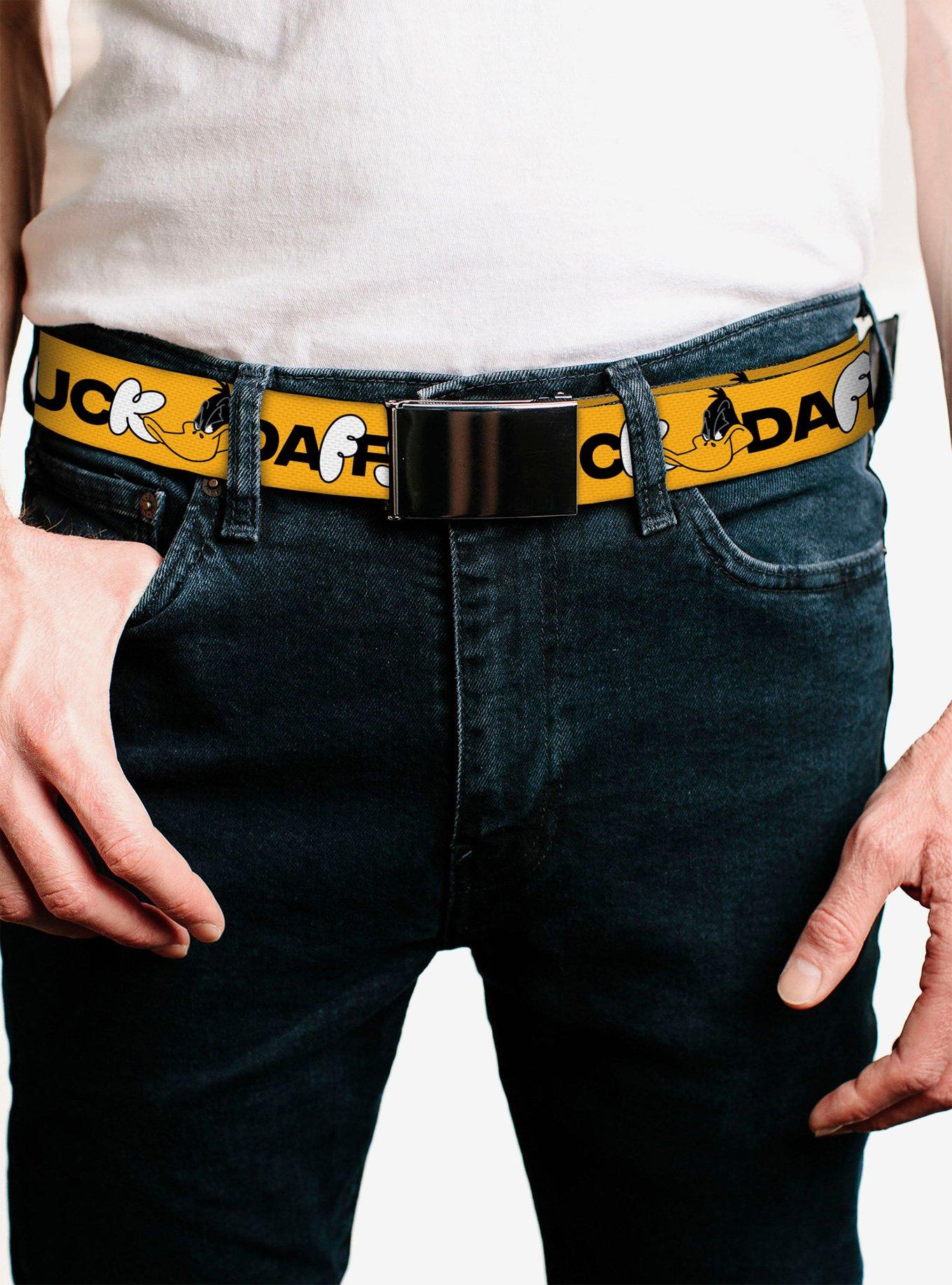 Looney Tunes Daffy Duck Smiling Face Text Clamp Buckle Belt, , hi-res