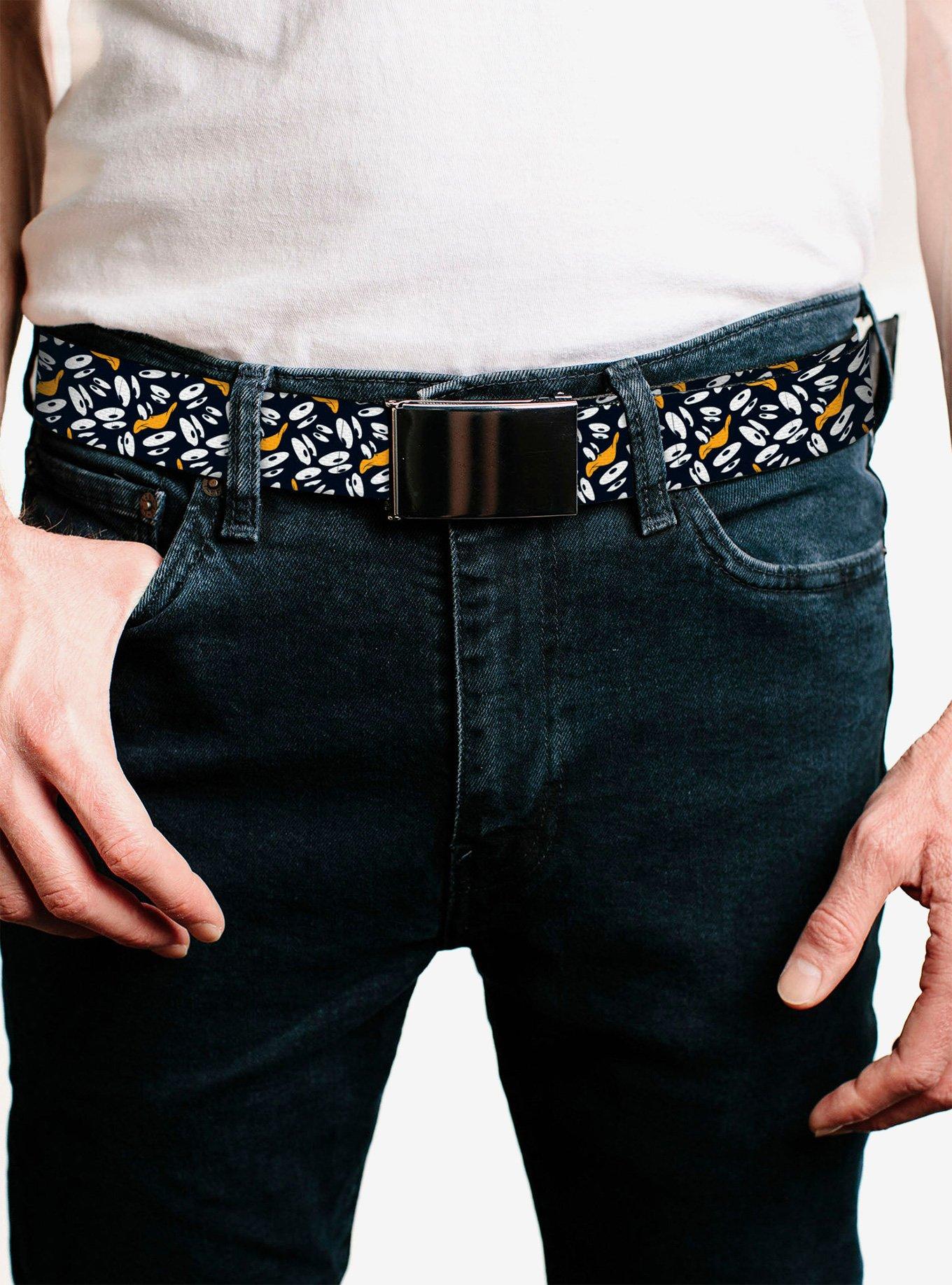 Looney Tunes Daffy Duck Expression and Eyes Scattered Clamp Buckle Belt