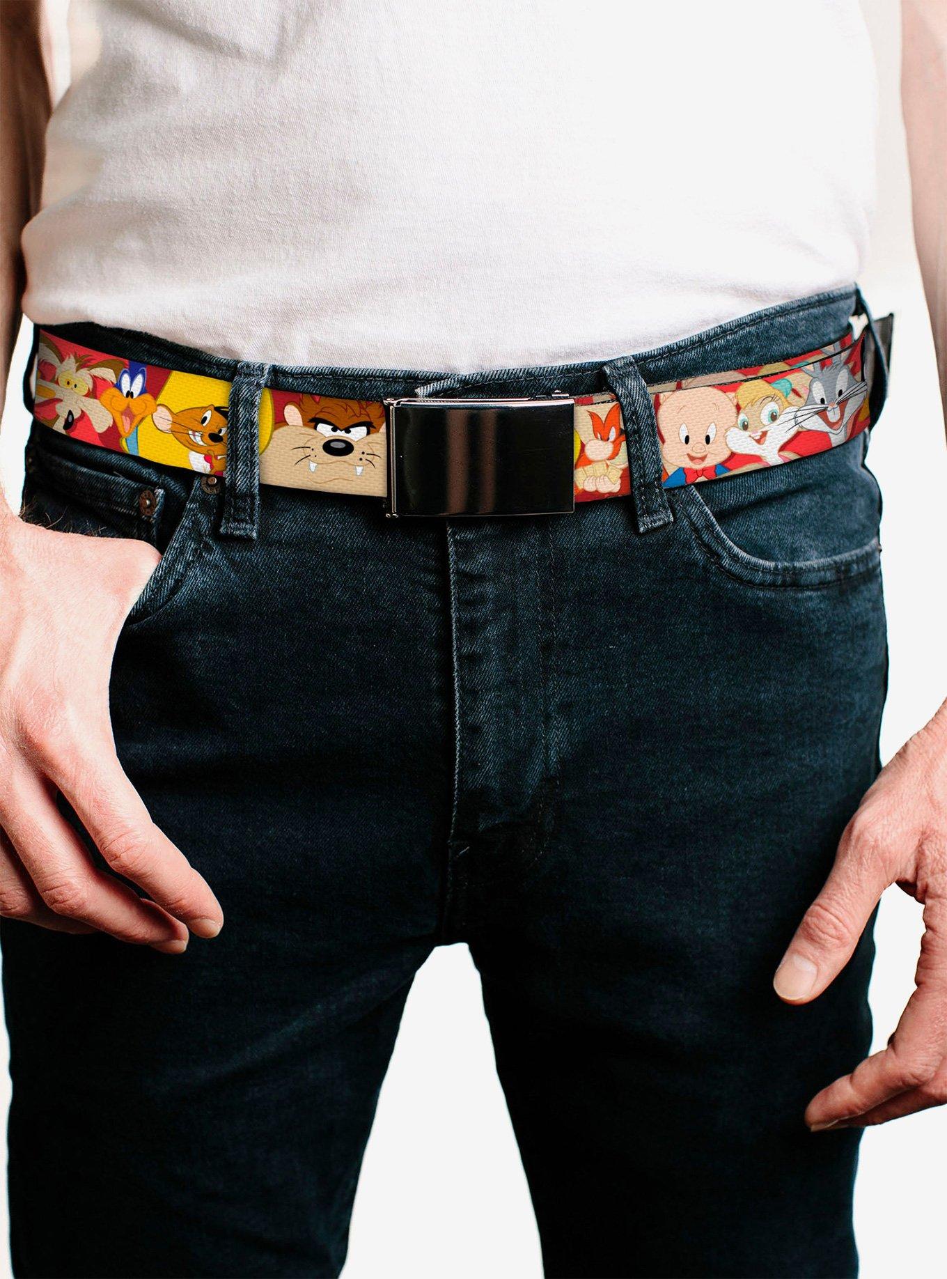 Looney Tunes Twelve Character Expressions Red Clamp Buckle Belt, , hi-res
