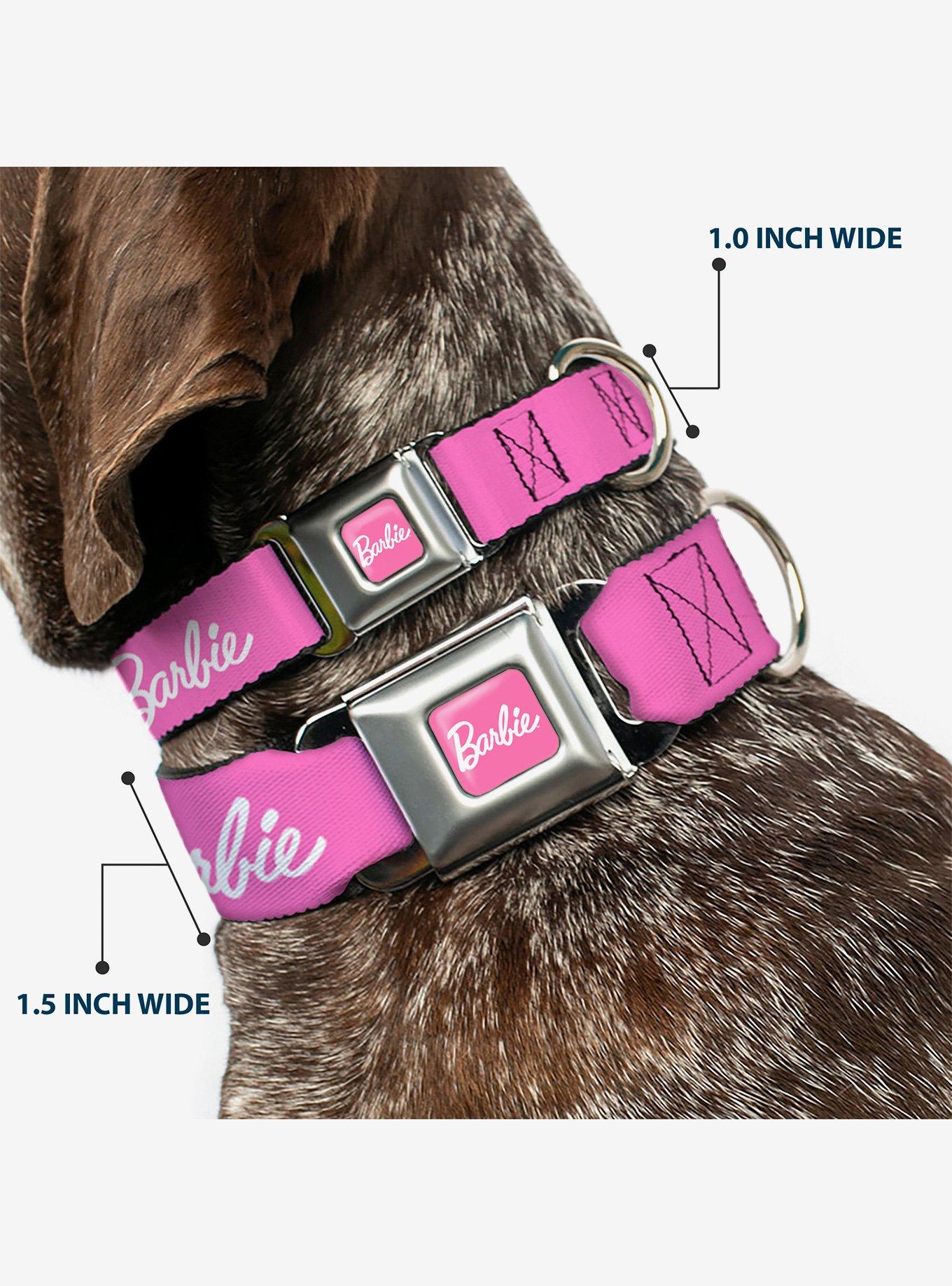 Barbie Script Signature Logo Seatbelt Buckle Dog Collar, , hi-res