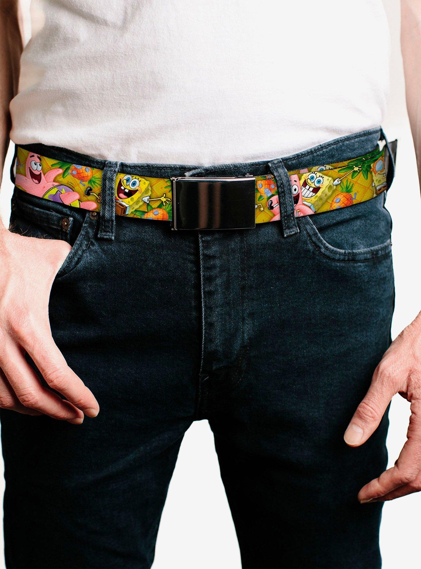 SpongeBob Patrick Starfish Poses Pineapple Gold Clamp Buckle Belt, , hi-res