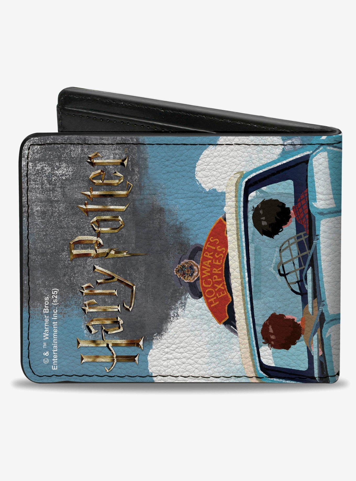 Harry Potter Ron and Harry Hogwarts Express Flying Car Cartoon Scene Bifold Wallet