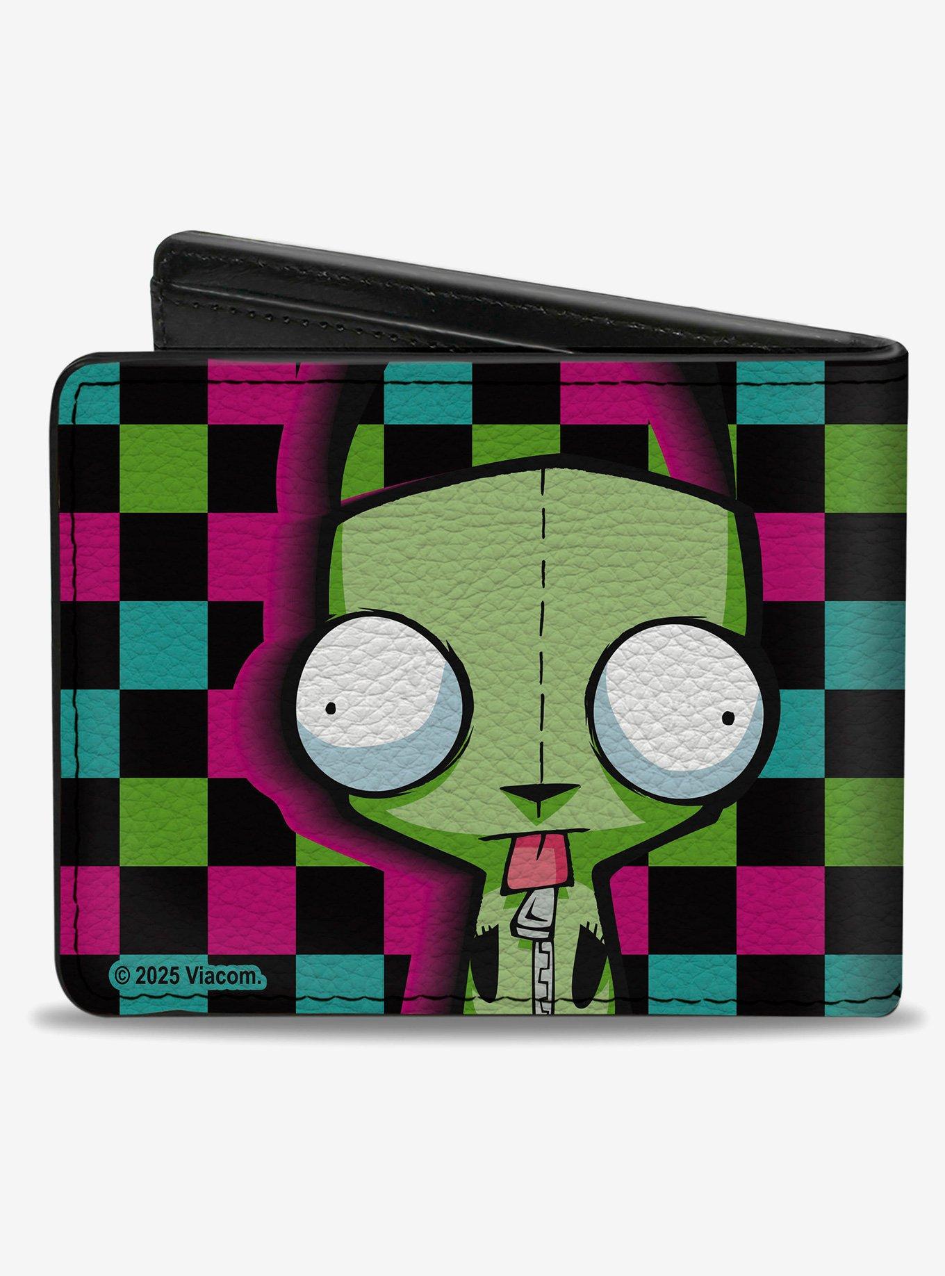 Invader Zim GIR Dog Tongue Out Pose Checker Multi Bifold Wallet, , hi-res