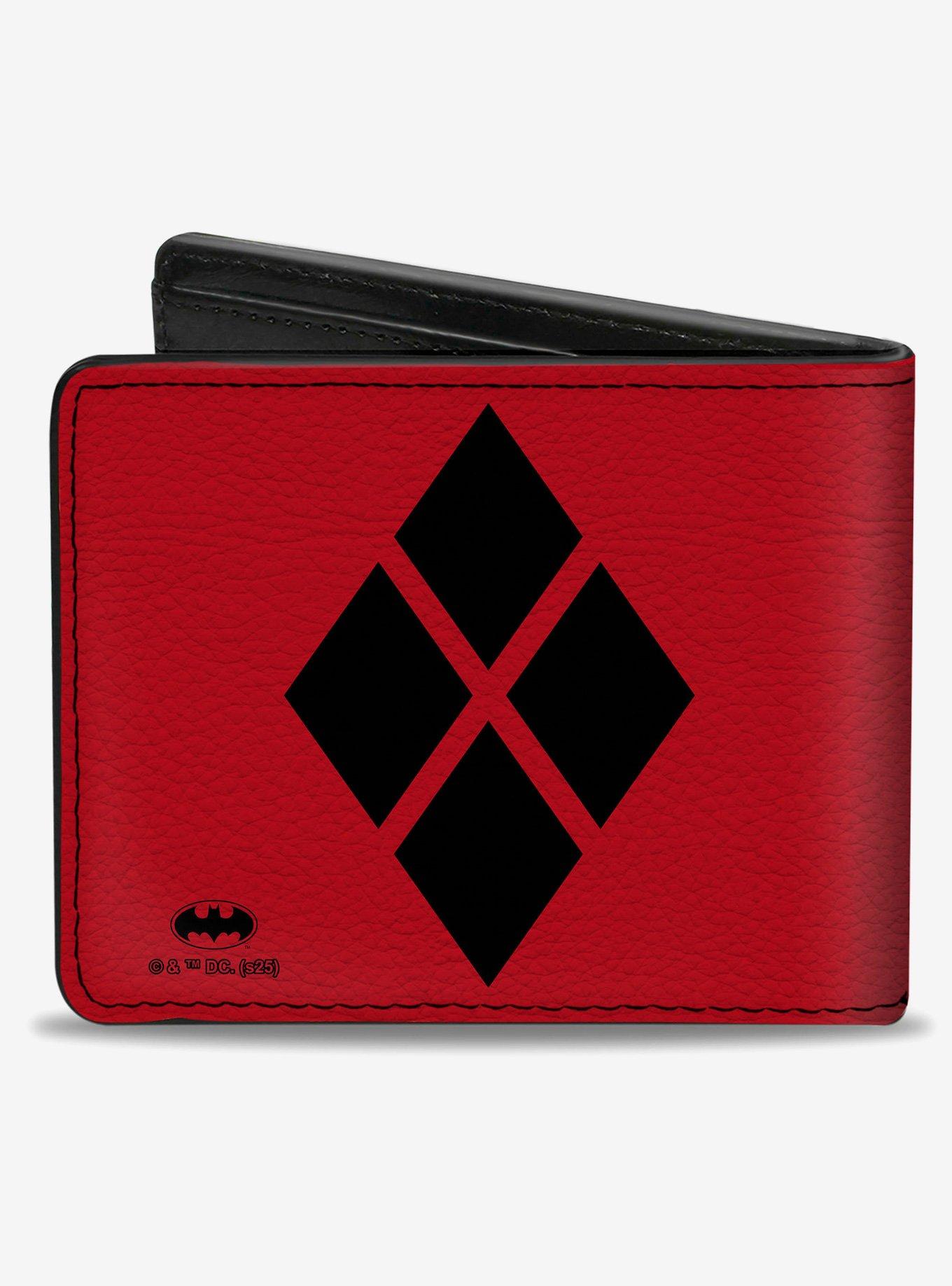 DC Comics Harley Quinn Diamond Blocks Black Red Bifold Wallet