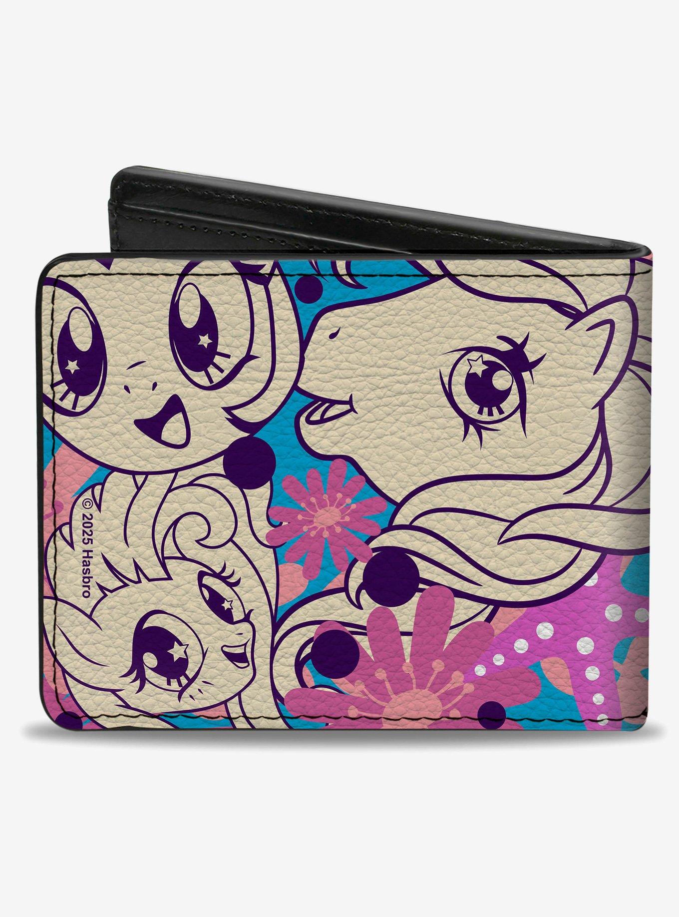 My Little Pony Five Ponies Faces and Flowers Collage Bifold Wallet