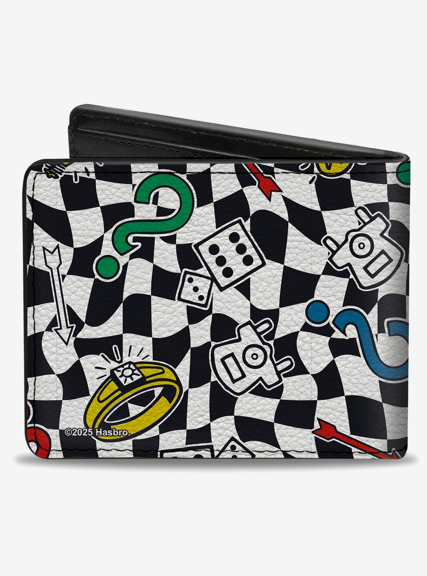 Monopoly Game Icons Scattered Checker Warp Bifold Wallet