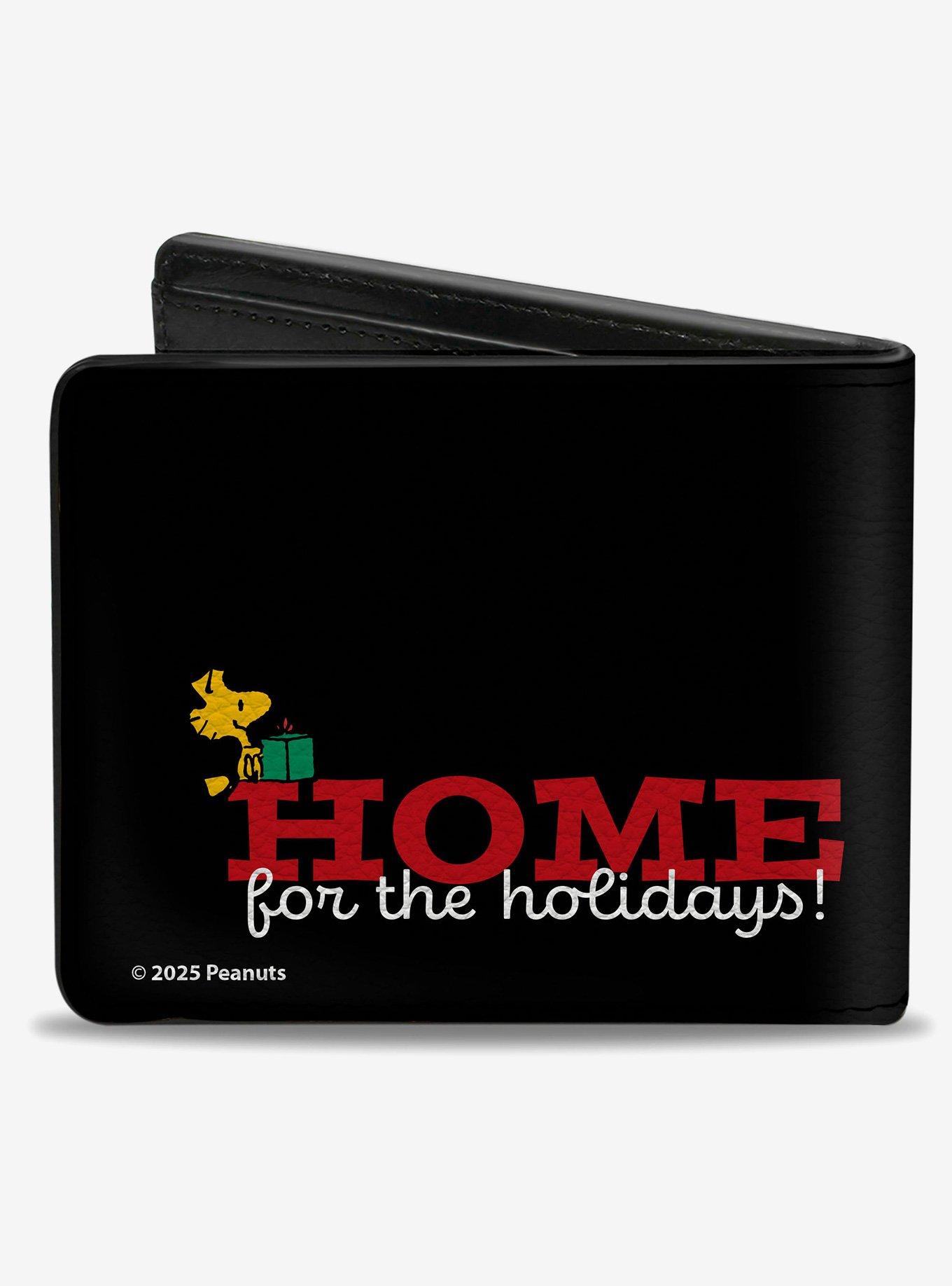 Peanuts Snoopy Dog House Pose Home For the Holidays Black Bifold Wallet, , hi-res