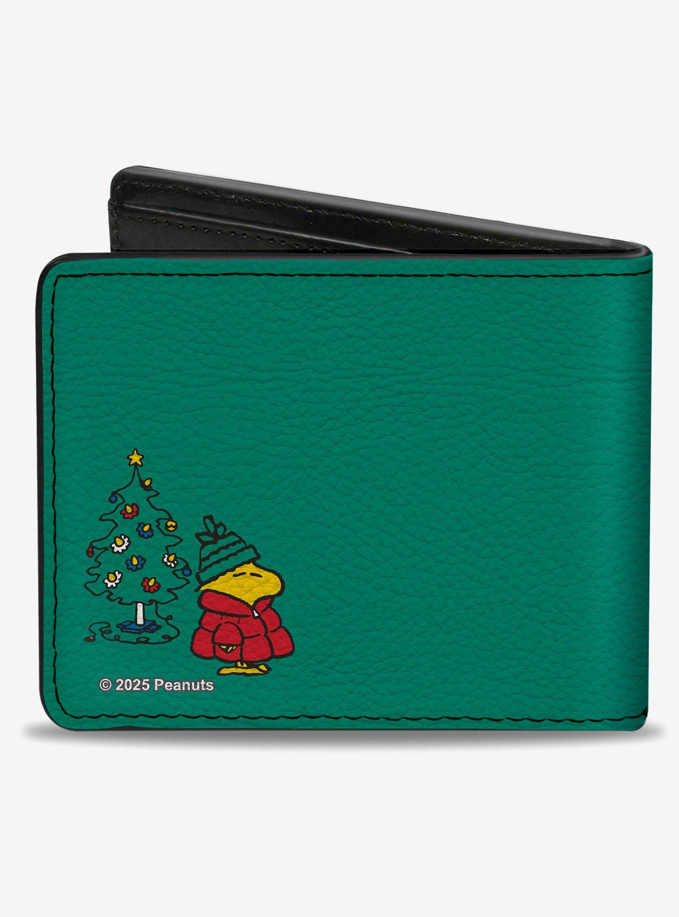 Peanuts Snoopy and Woodstock Holiday Red Puffer Jacket Pose Bifold Wallet, , hi-res