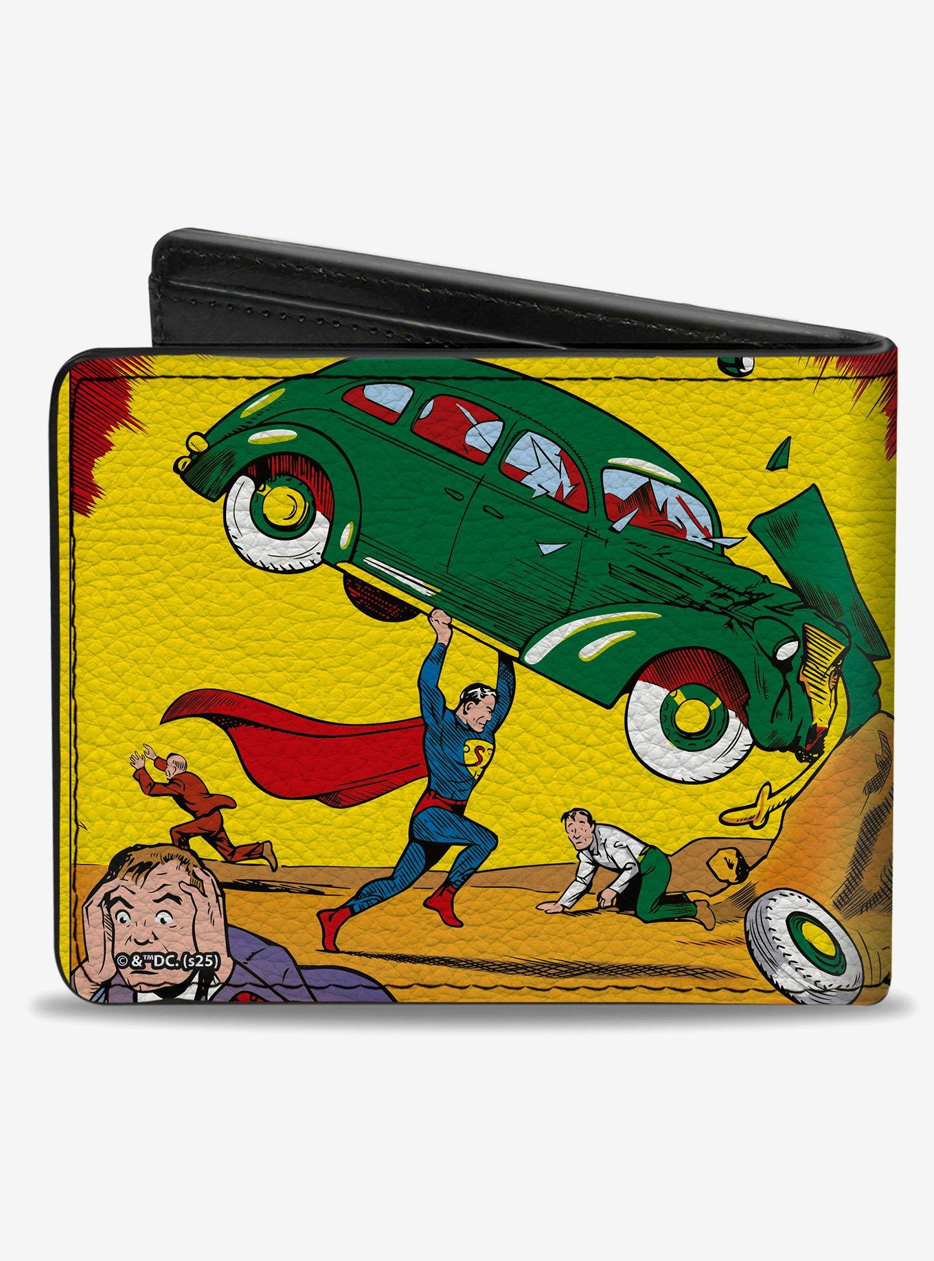 DC Comics Superman Action Comics Lifting Car Comic Book Cover Scene Bifold Wallet, , hi-res