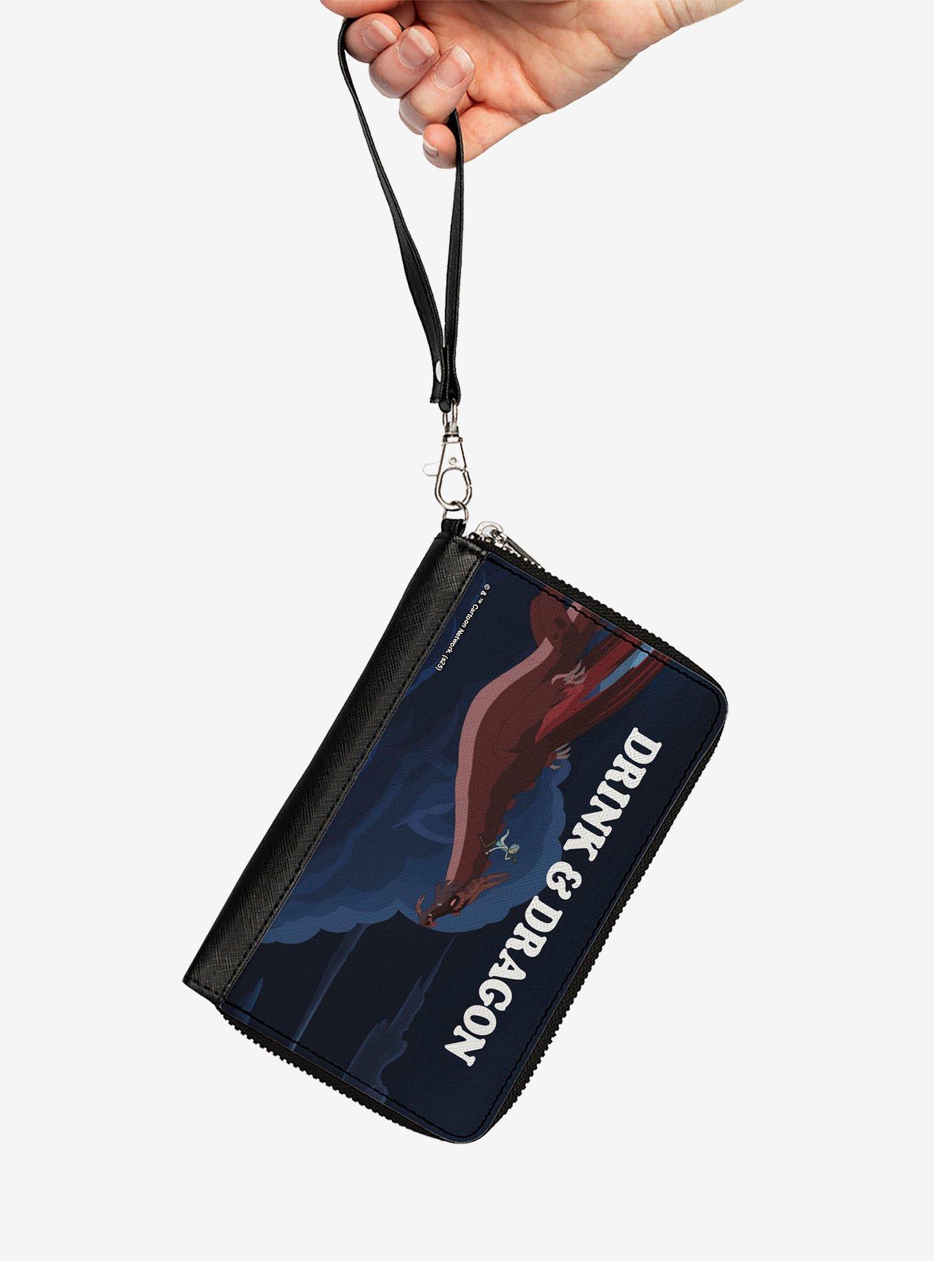Rick and Balthromaw Drink and Dragon Flying Scene Blues Zip Around Wallet, , hi-res
