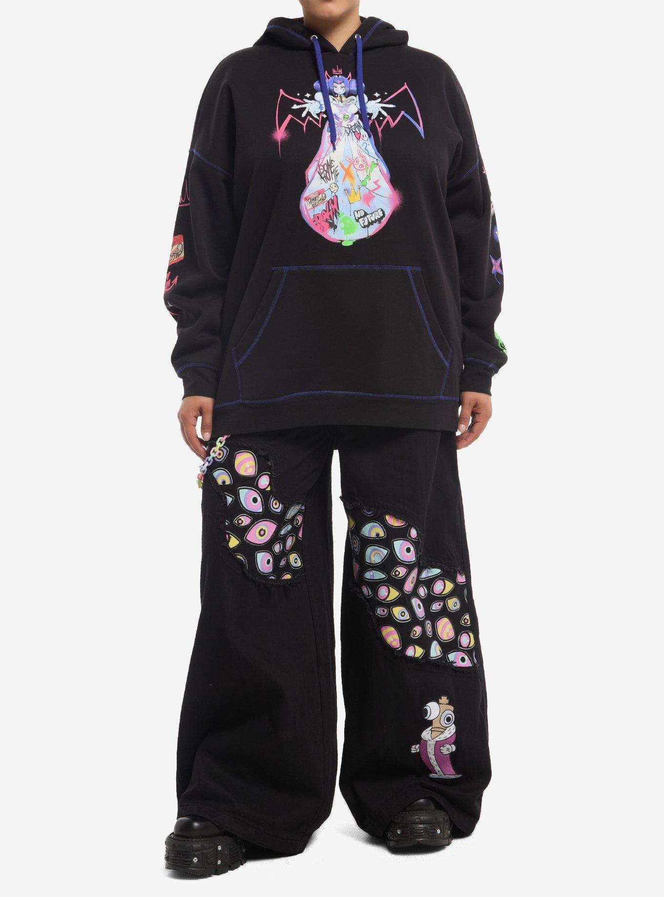 Knights Of Guinevere Graffiti Girls Oversized Hoodie Plus Size, MULTI, alternate - view 2