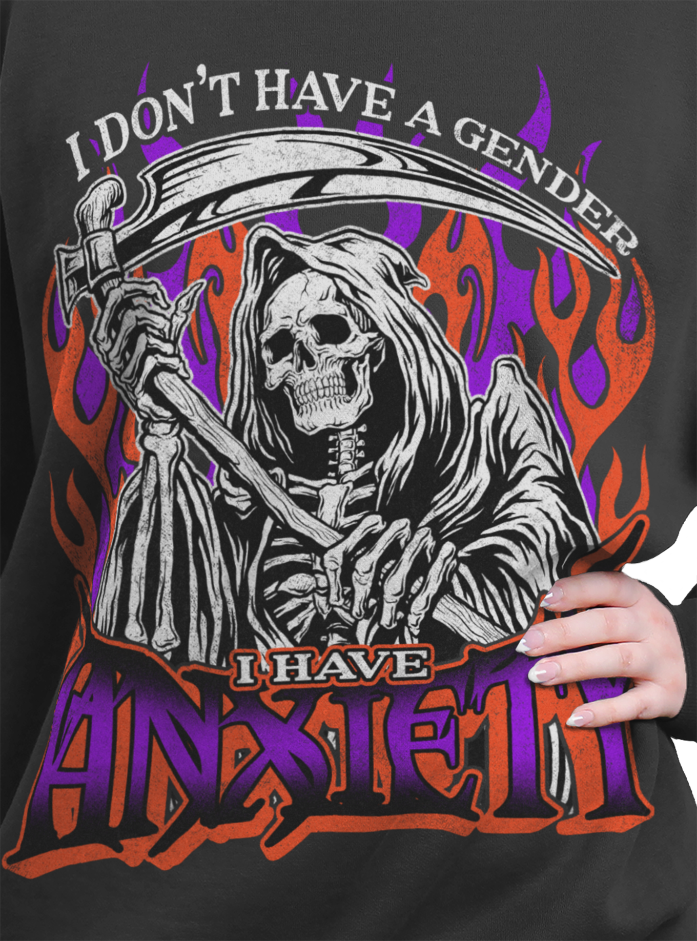 I Don't Have A Gender I Have Anxiety Girls Oversized Sweatshirt Hot Topic Exclusive, , hi-res