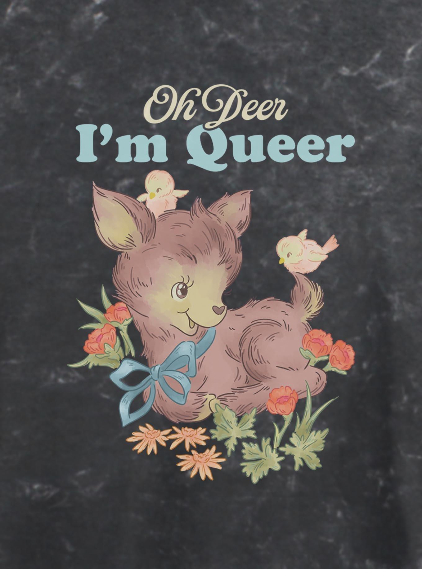 Queer Deer Womens Mineral Wash Crop T-Shirt BoxLunch Exclusive