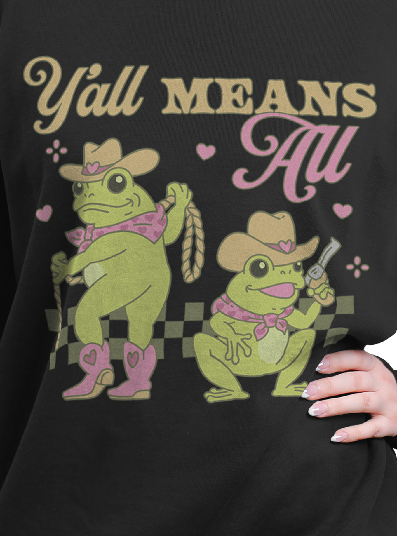 Y?all Means All Western Frogs Pride Womens Oversized Sweatshirt BoxLunch Exclusive, , hi-res