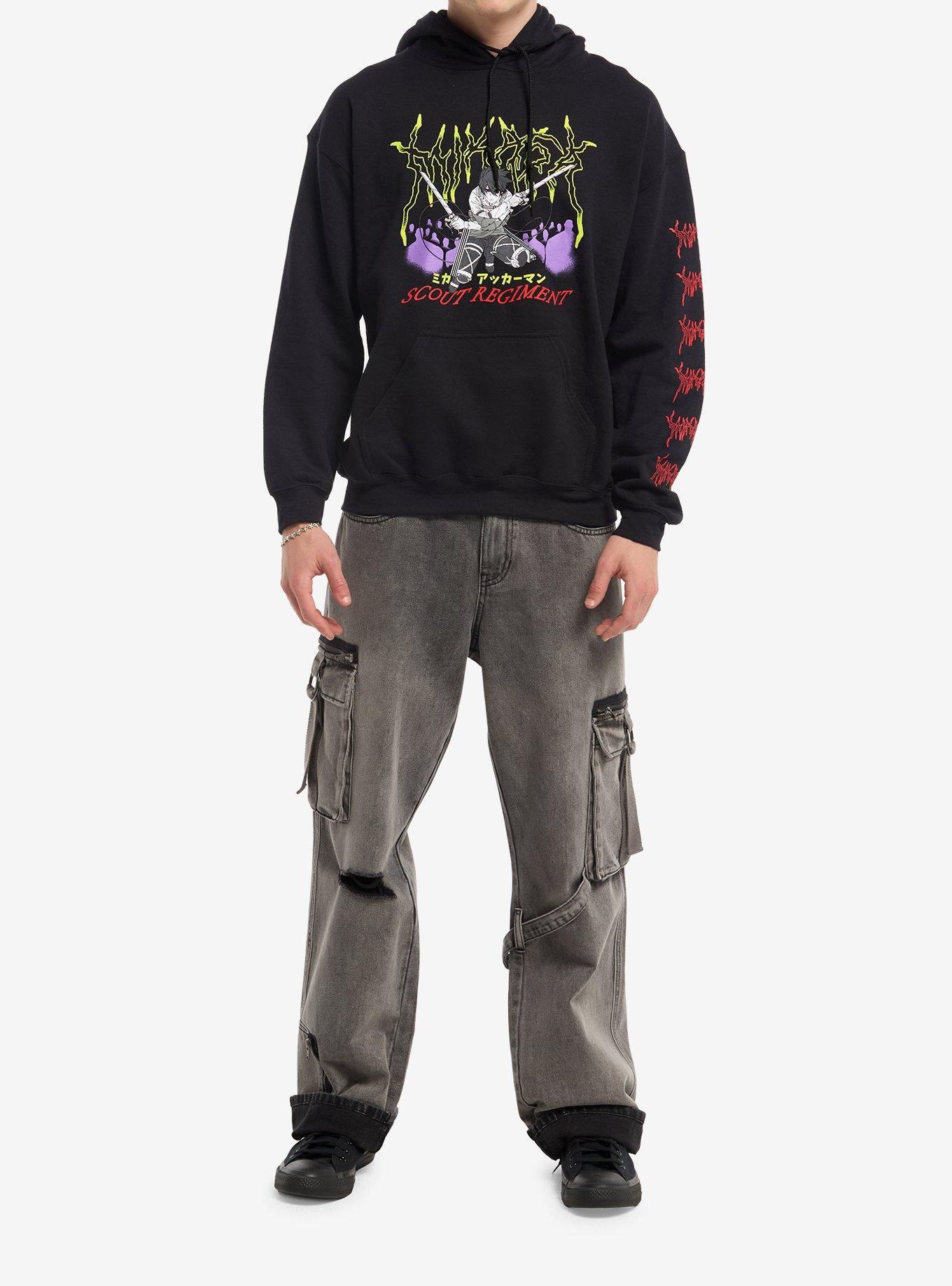 Attack On Titan Mikasa Cyber Sigil Hoodie, BLACK, alternate - view 3