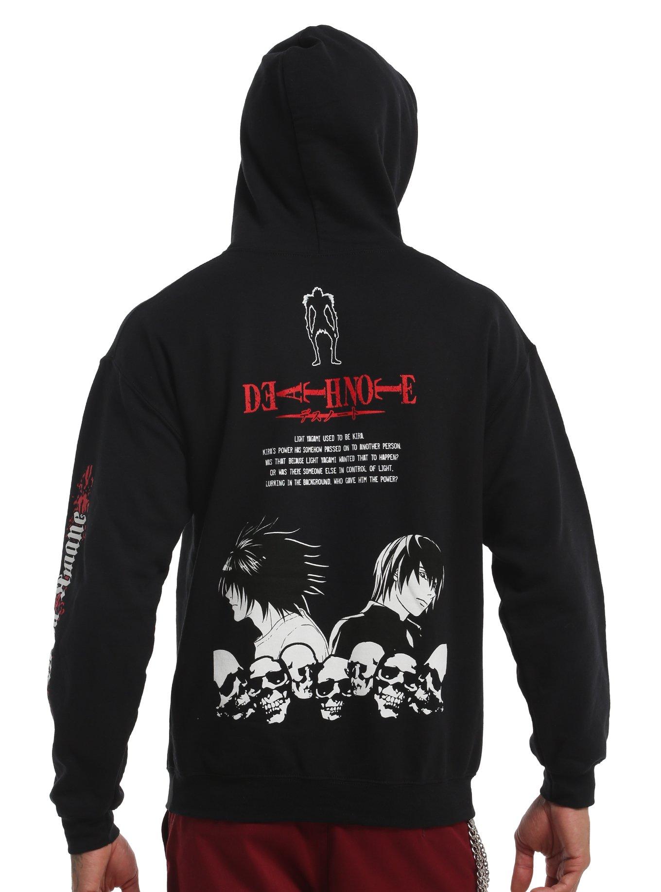Death Note Group Skulls Jumbo Print Hoodie, BLACK, alternate - view 2