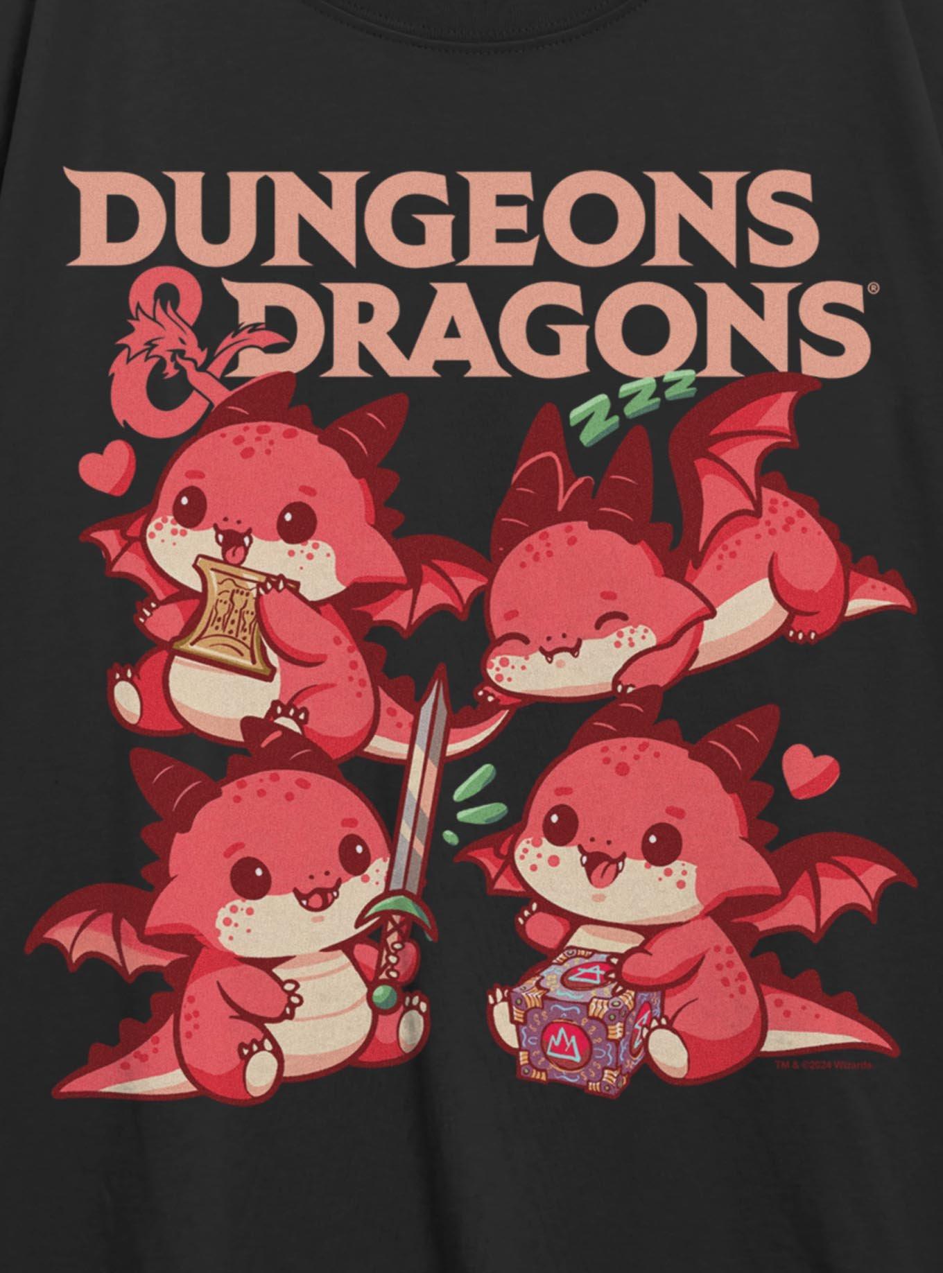 Dungeons & Dragons Dragon Cutes Womens Oversized T-Shirt, BLACK, alternate - view 2