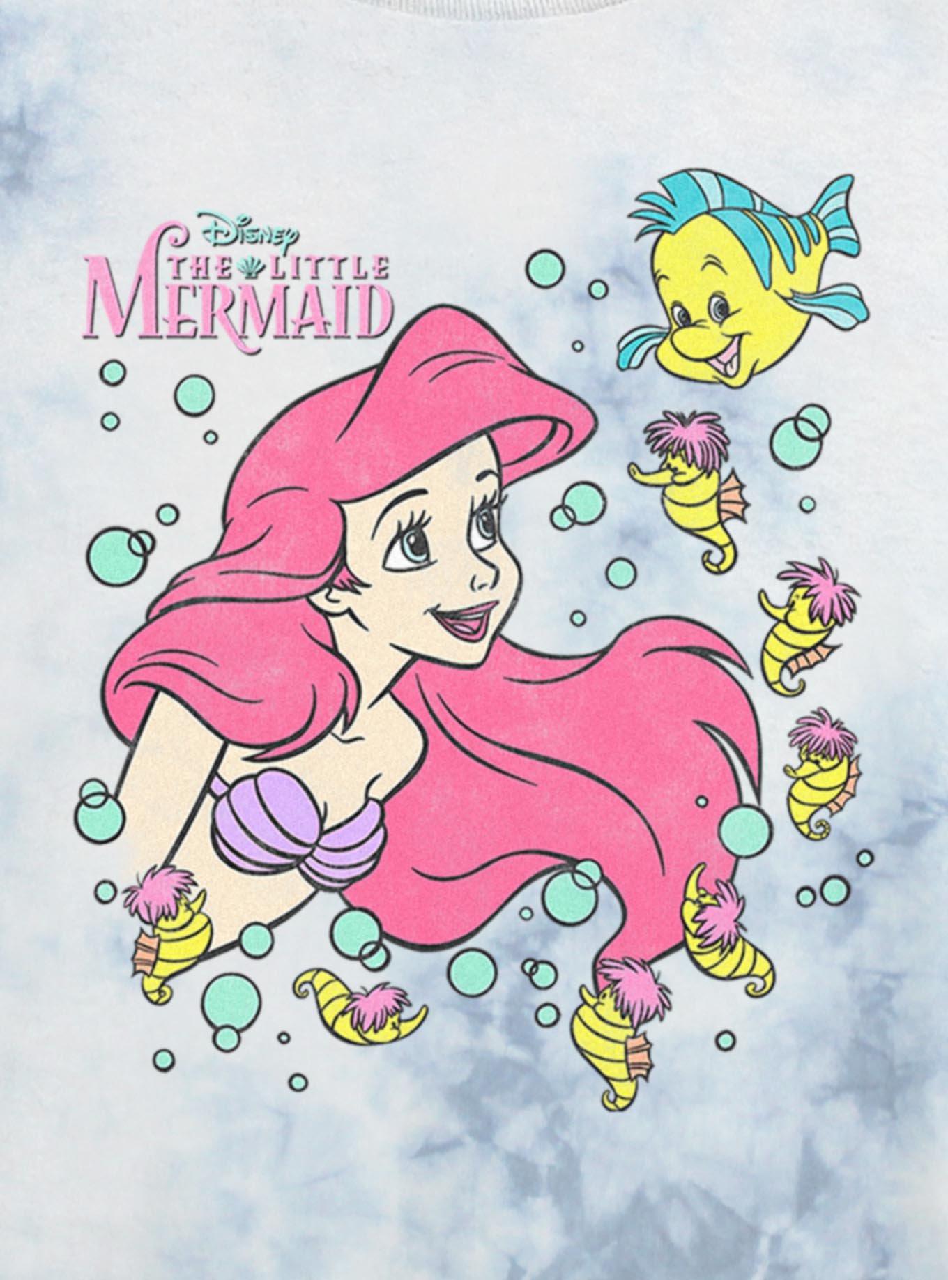 Disney The Little Mermaid Ariel N Friends Tie Dye Crop Womens T-Shirt, , hi-res