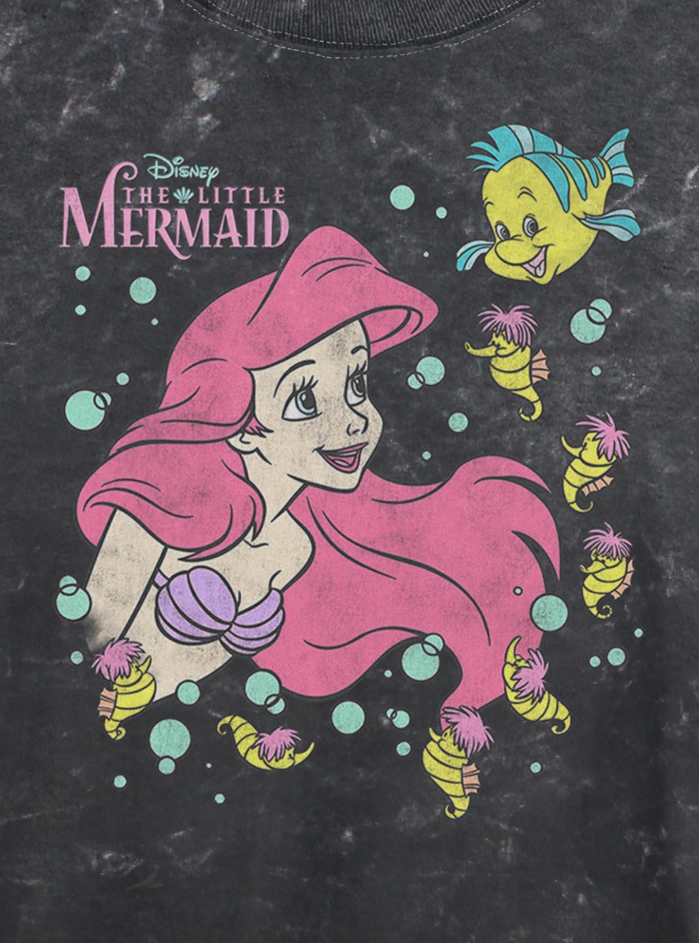 Disney The Little Mermaid Ariel N Friends Mineral Wash Womens Crop T-Shirt, , hi-res