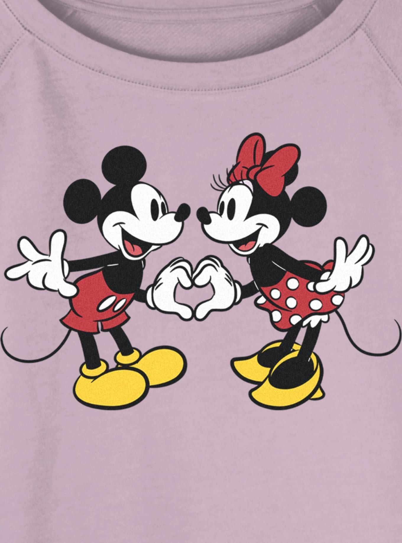 Disney Mickey Mouse Couple Heart Womens Slouchy Sweatshirt