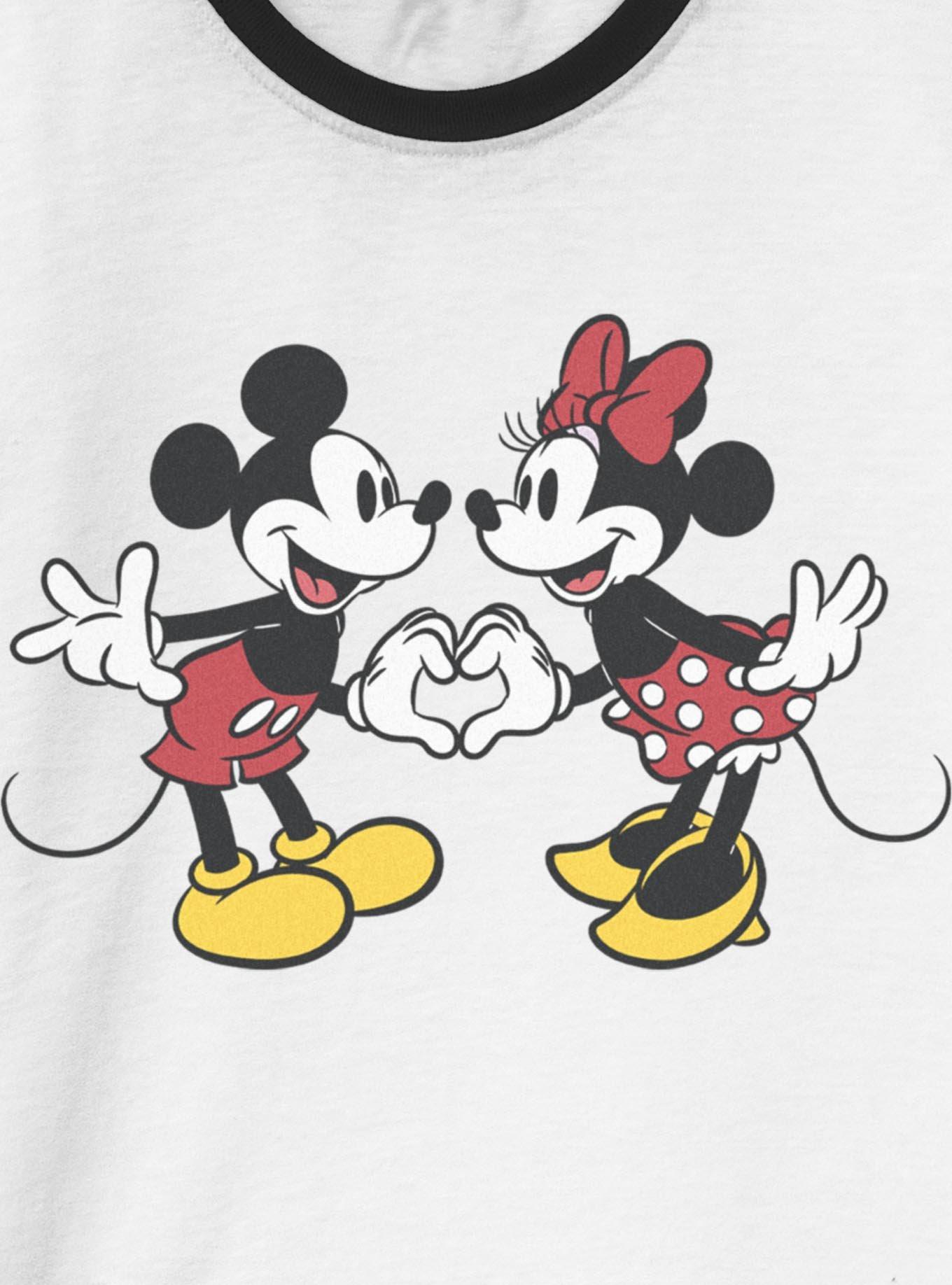Disney Mickey Mouse Couple Heart Ringer T-Shirt