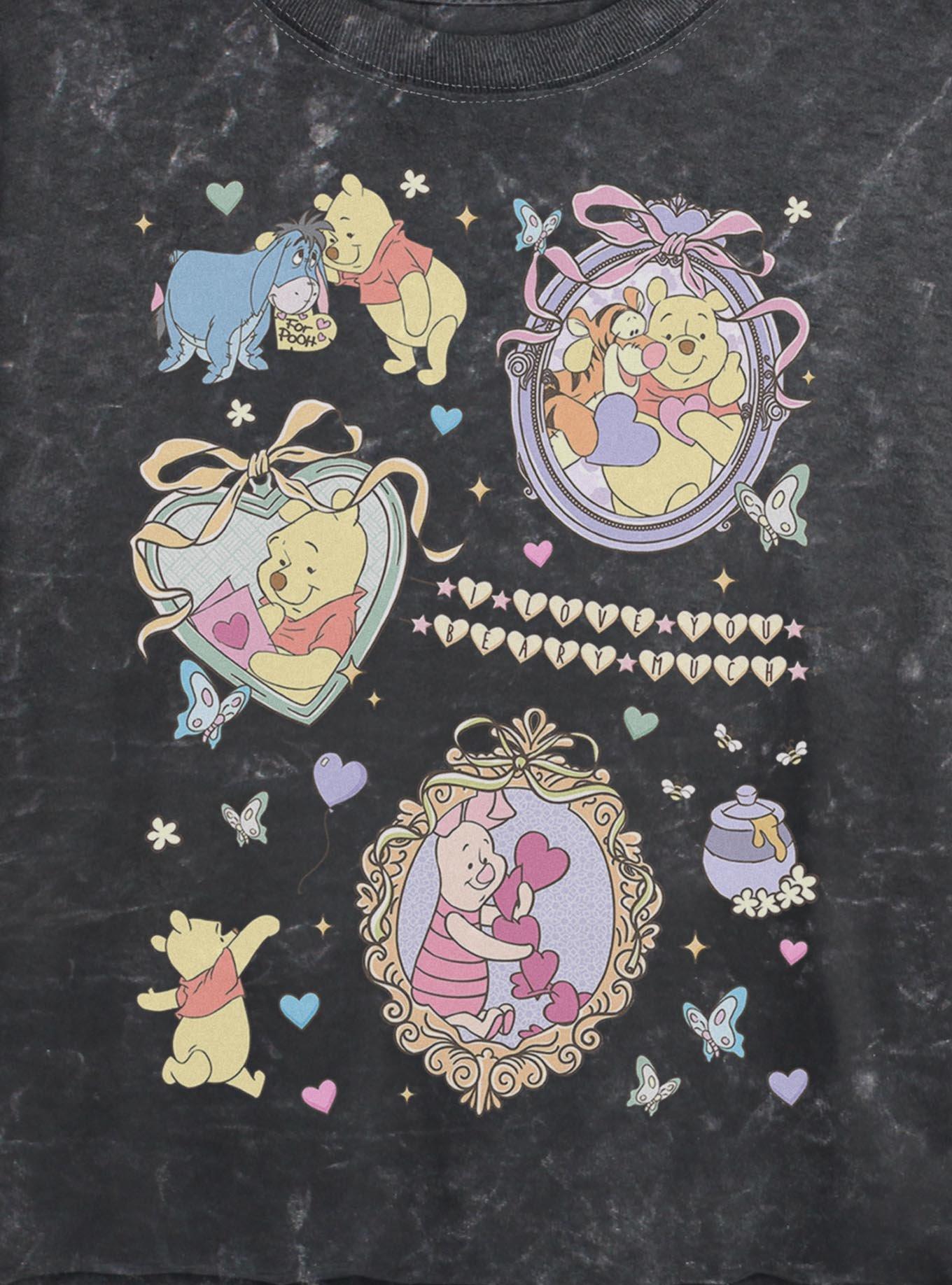 Disney Winnie The Pooh Friendship Collage Mineral Wash Womens Crop T-Shirt, , hi-res