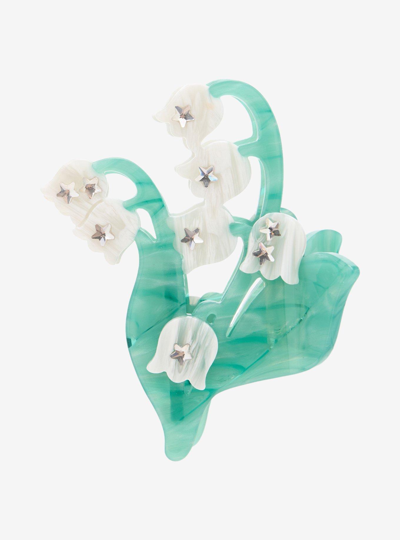 Thorn & Fable Lily Of The Valley Marble Claw Hair Clip, , alternate - view 2