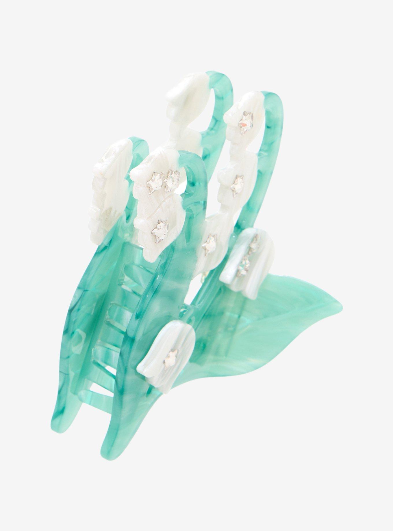 Thorn & Fable Lily Of The Valley Marble Claw Hair Clip, , alternate - view 3