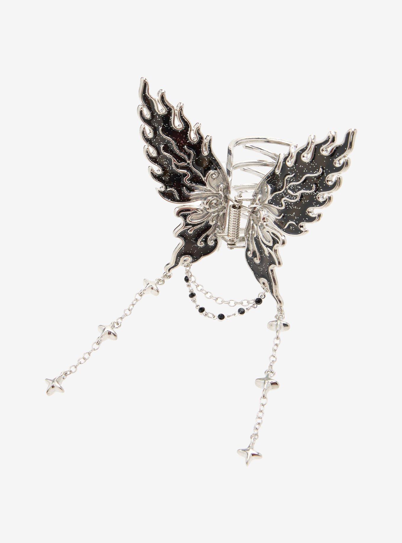 Social Collision Flame Butterfly Chain Claw Hair Clip, , alternate - view 3