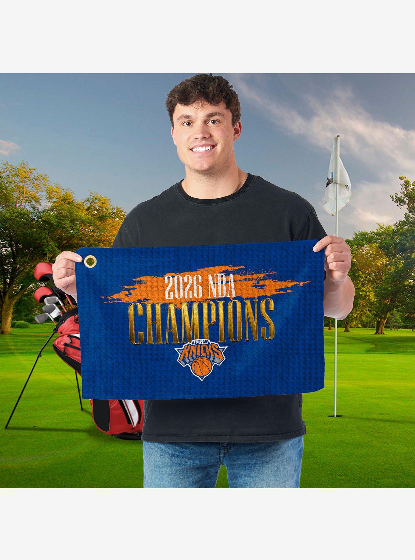 New York Knicks 2026 NBA Champions Pinnacle Waffle Printed Golf Towel, , hi-res
