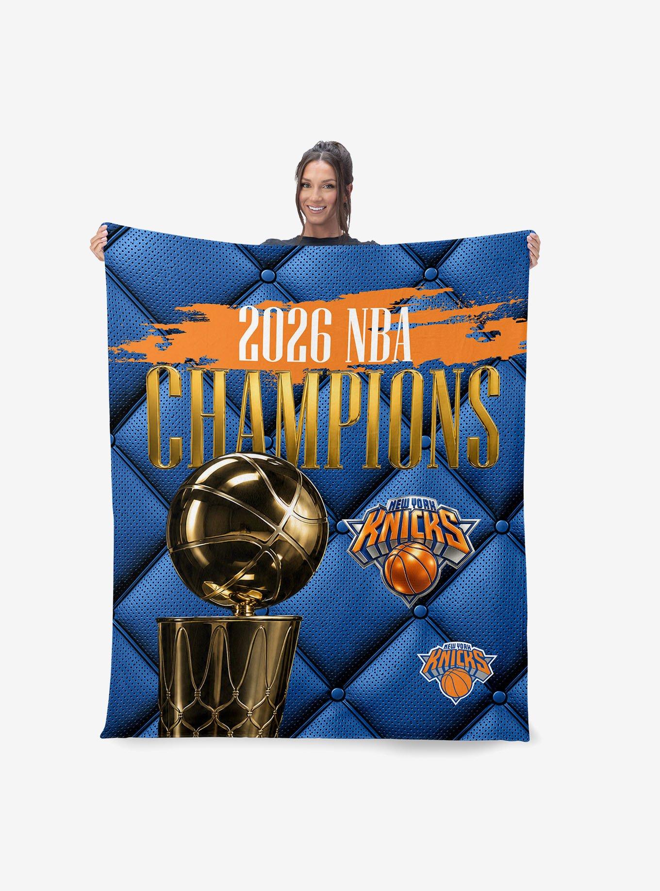 New York Knicks 2026 NBA Champions Noble Silk Touch Sherpa Throw Blanket, , hi-res