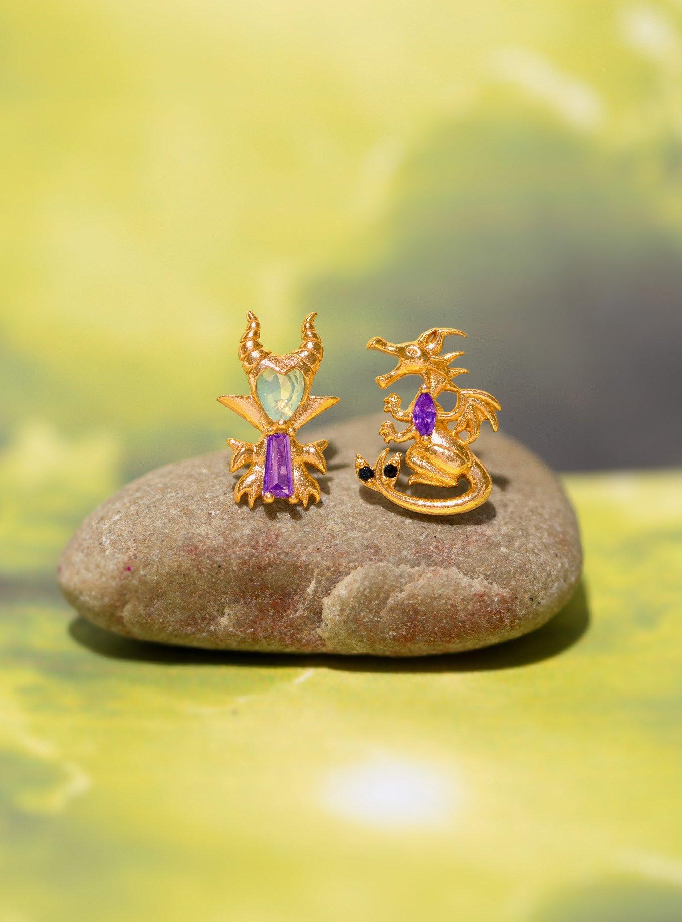 Girls Crew Disney Sleeping Beauty Maleficent Stud Earrings &mdash; BoxLunch Exclusive, , alternate - view 3