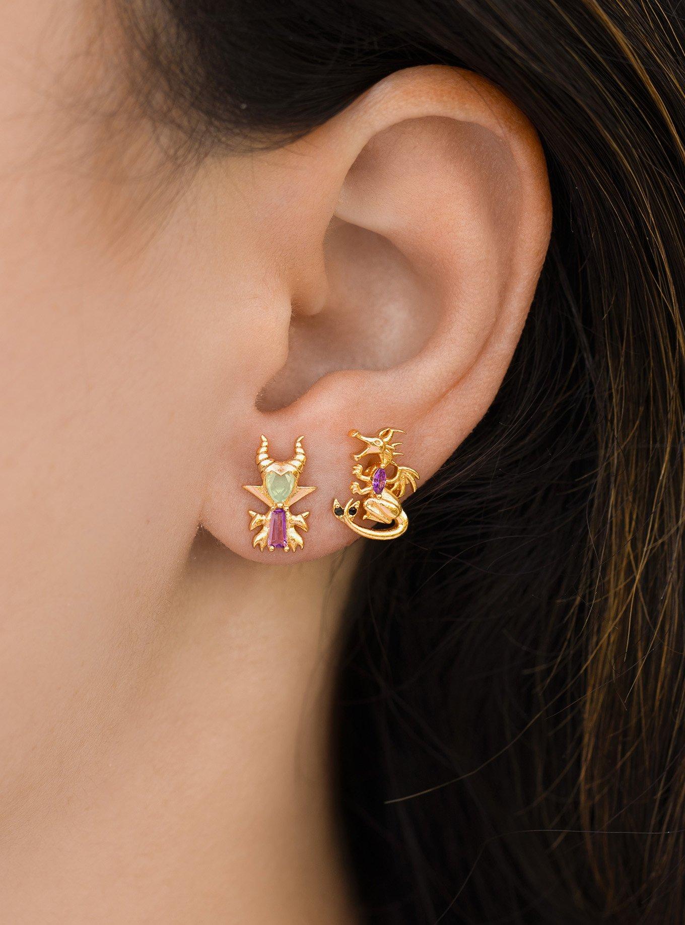 Girls Crew Disney Sleeping Beauty Maleficent Stud Earrings &mdash; BoxLunch Exclusive, , alternate - view 4