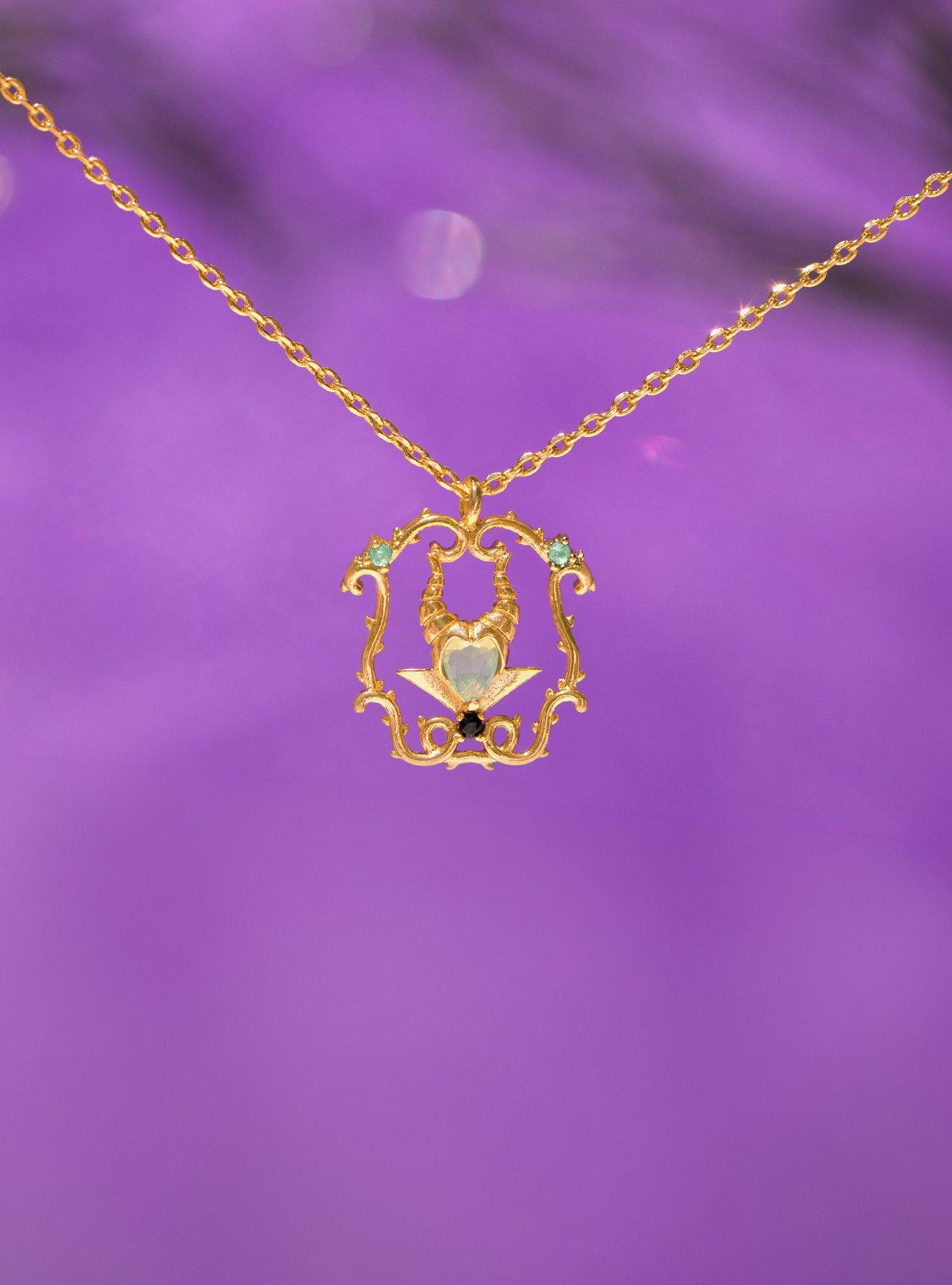 Girls Crew Disney Sleeping Beauty Maleficent Gold Necklace &mdash; BoxLunch Exclusive, , alternate - view 3