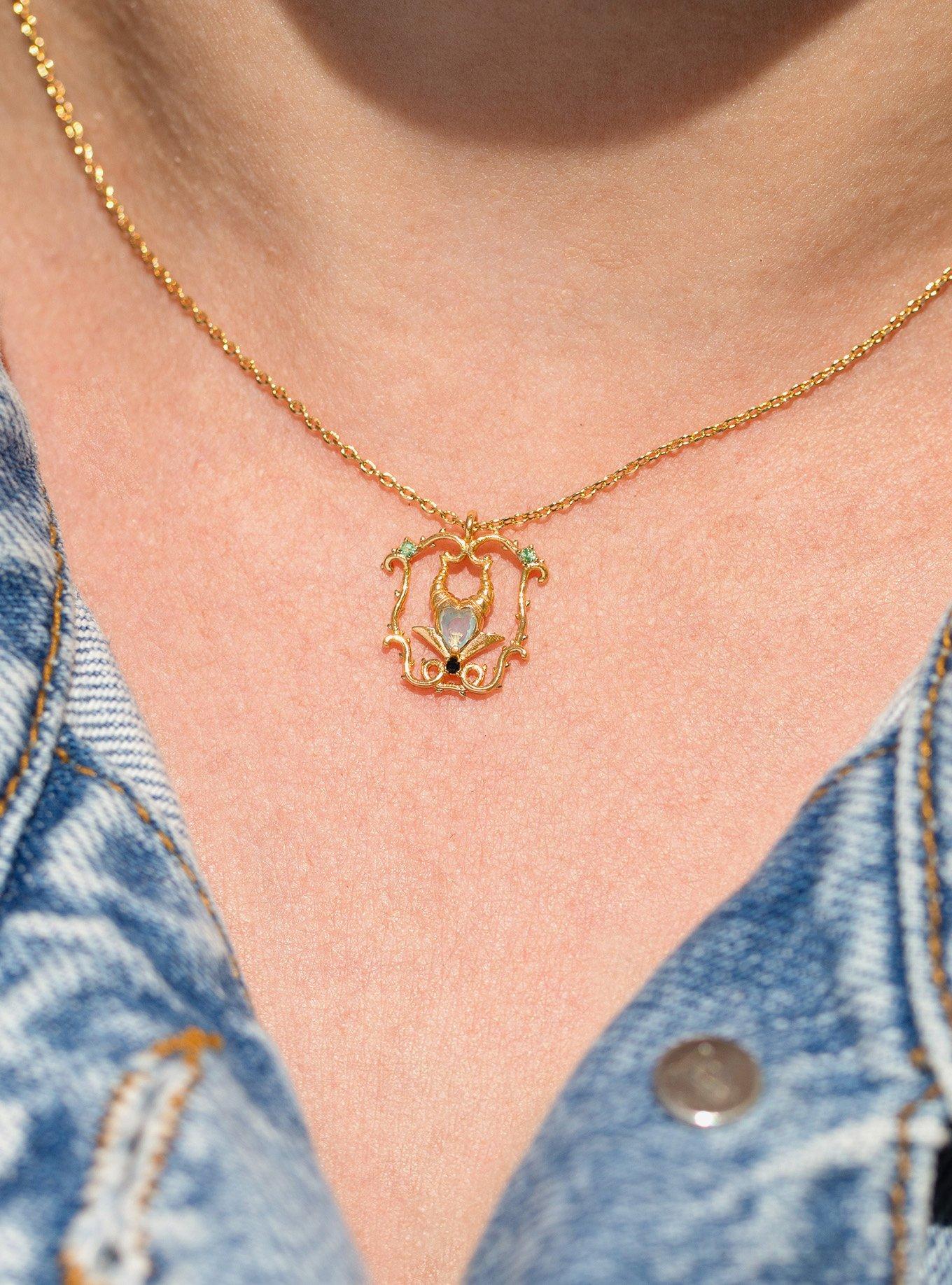 Girls Crew Disney Sleeping Beauty Maleficent Gold Necklace &mdash; BoxLunch Exclusive, , alternate - view 4