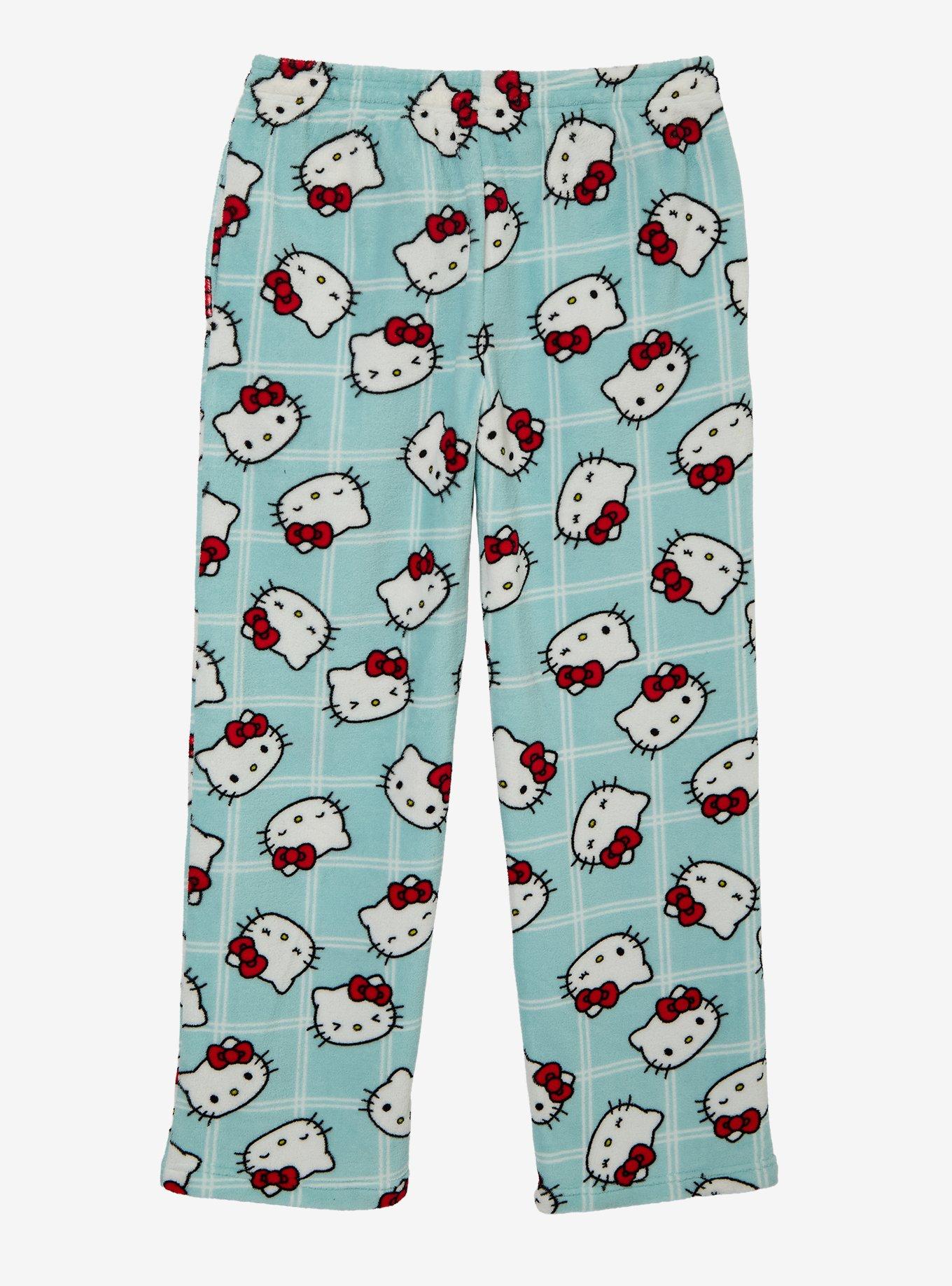 Sanrio Hello Kitty Plaid Allover Print Plush Sleep Pants - BoxLunch Exclusive