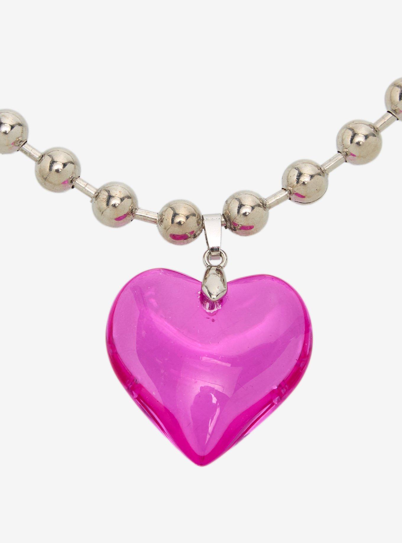 Social Collision Pink Bubble Heart Ball Chain Choker, , alternate - view 3