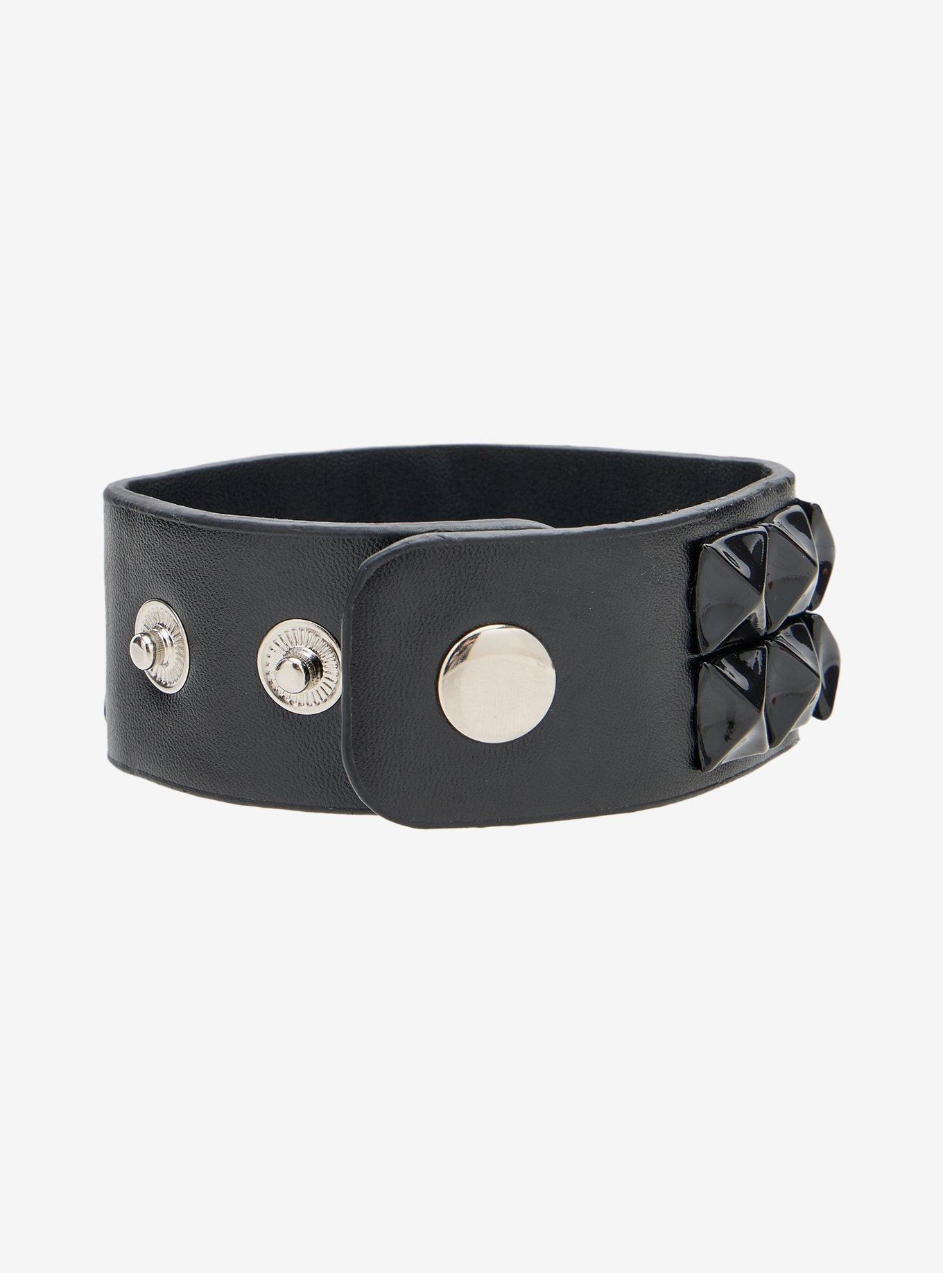 Social Collision Black Pyramid Stud Cuff Bracelet, , alternate - view 3