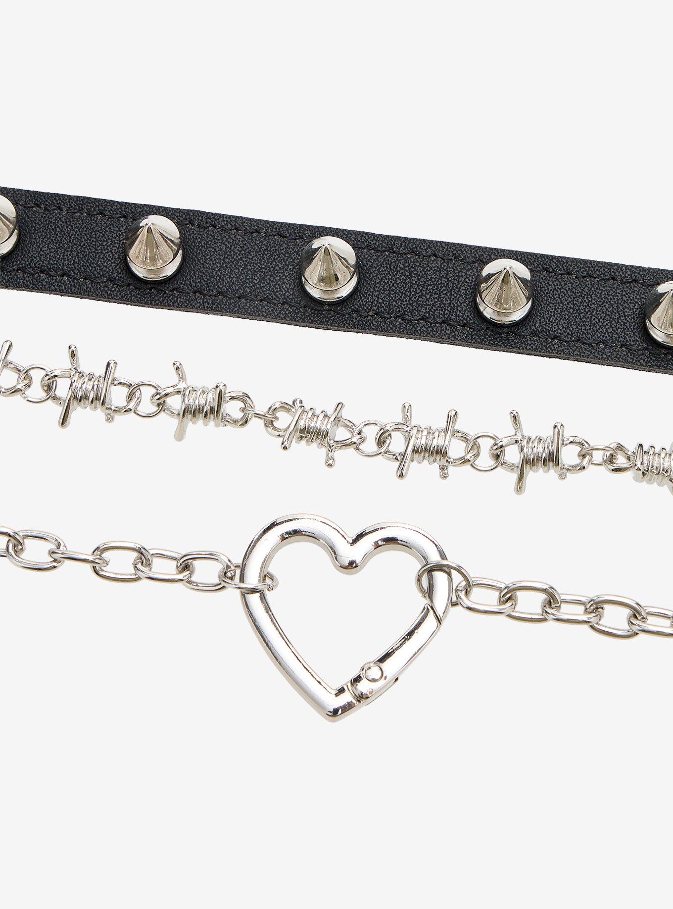 Social Collision Heart Carabiner Spike Necklace Set, , alternate - view 3