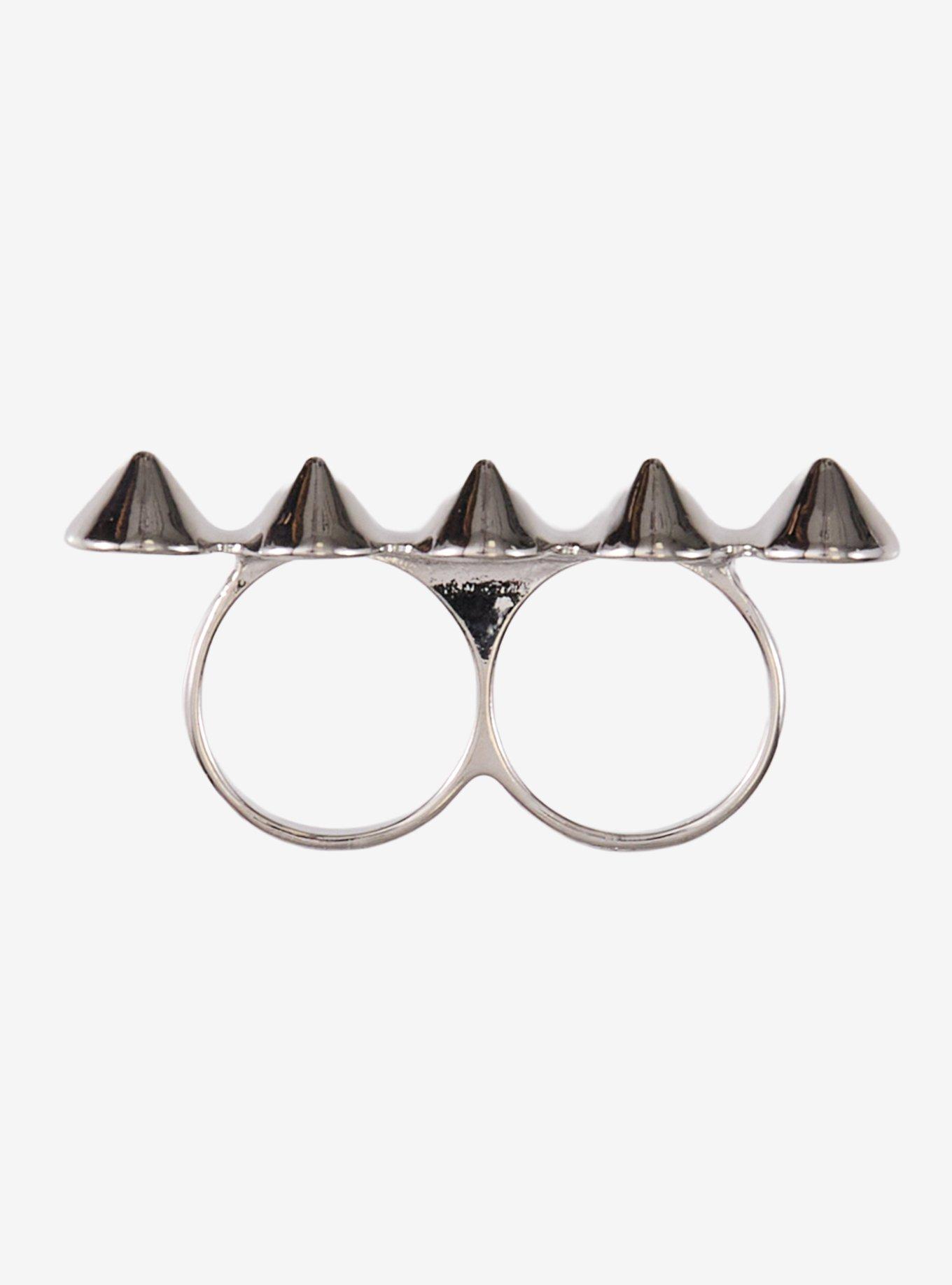 Social Collision Spikes Two-Finger Ring, , alternate - view 3