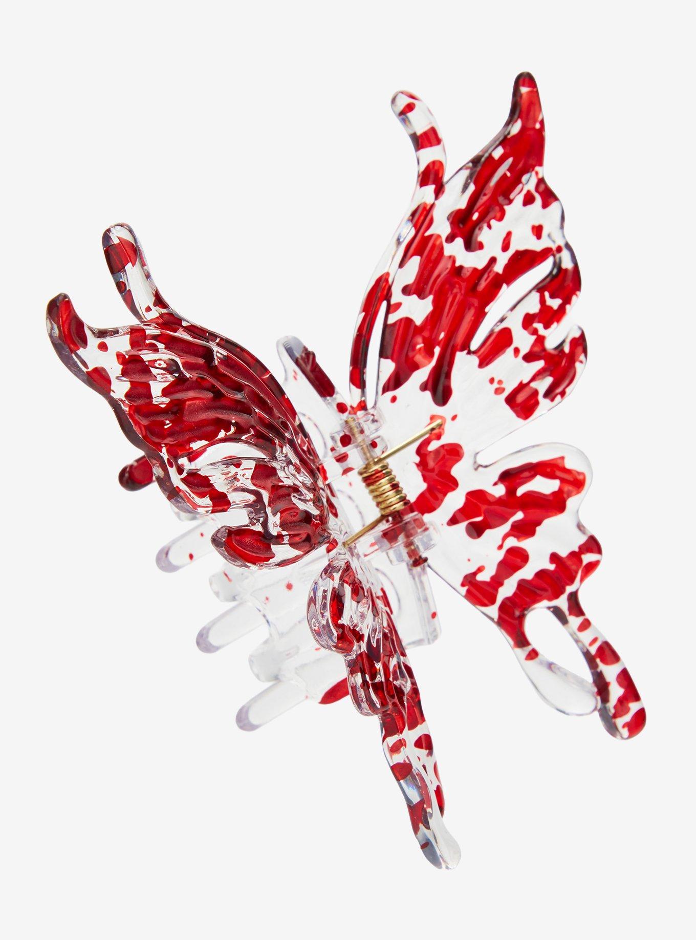 Cosmic Aura Red Splatter Butterfly Claw Hair Clip, , alternate - view 3