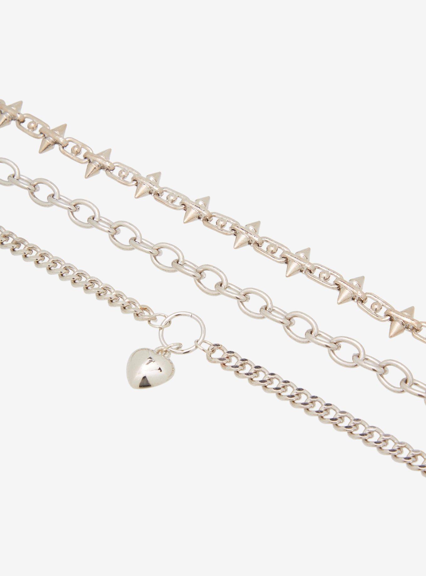 Social Collision Heart Spike Multi-Chain Necklace Set, , alternate - view 3