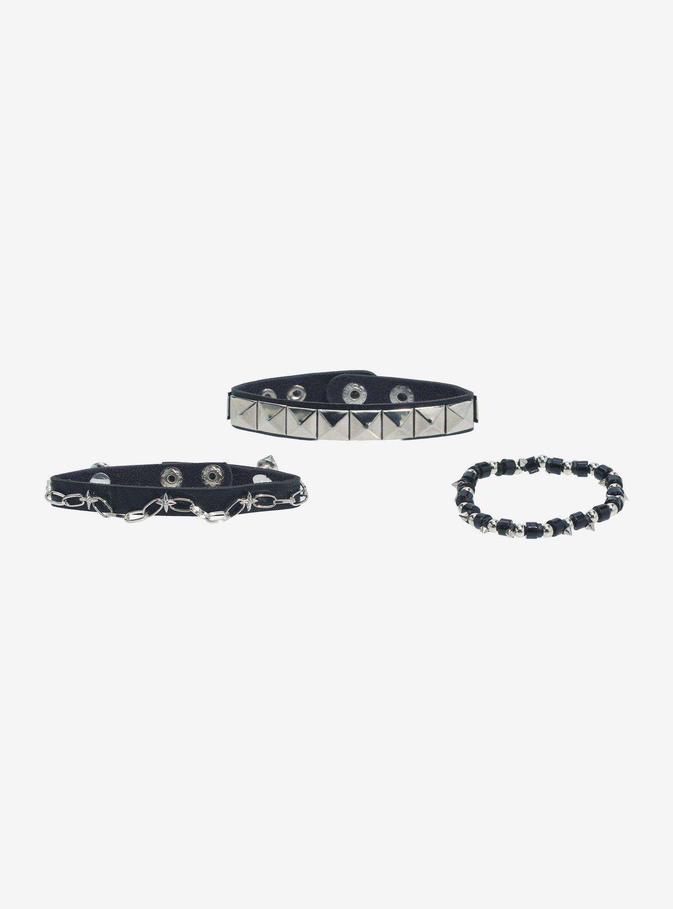 Social Collision Chunky Pyramid Spike Bracelet Set, , alternate - view 2