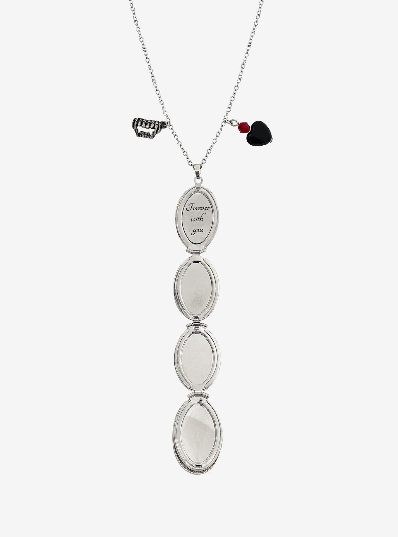 Cosmic Aura Vampire Fang Rose Locket Necklace, , alternate - view 3