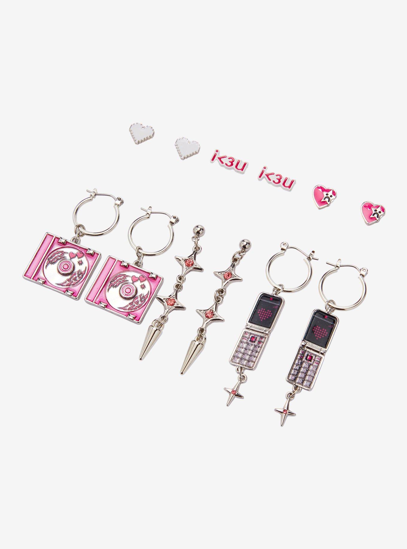 Social Collision Flip Phone CD Icon Earring Set, , alternate - view 3