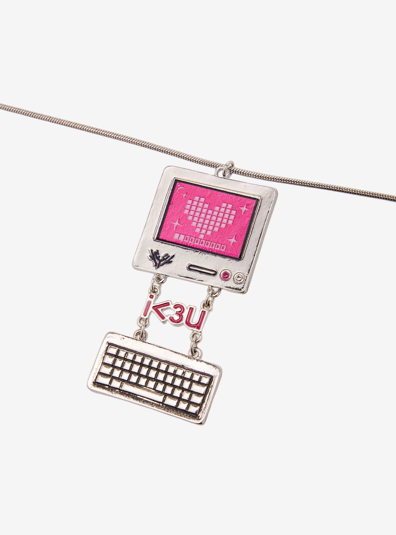 Social Collision Pixel Computer Necklace, , alternate - view 3