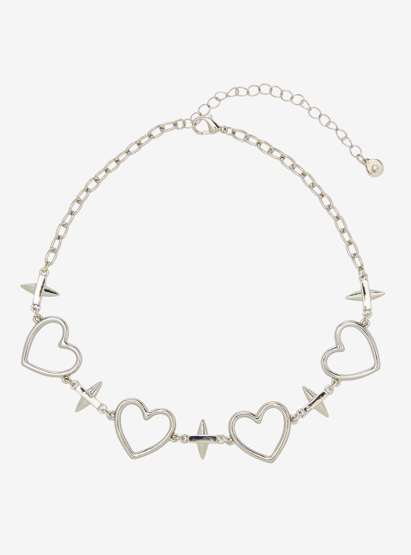 Social Collision Heart Spike Chain Choker, , alternate - view 3
